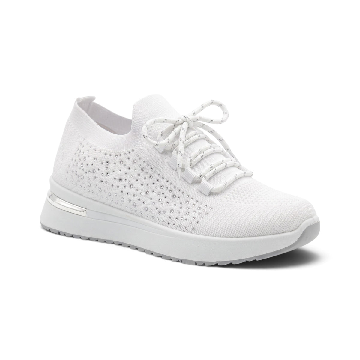 Aurelia White Diamante Knit Sneakers