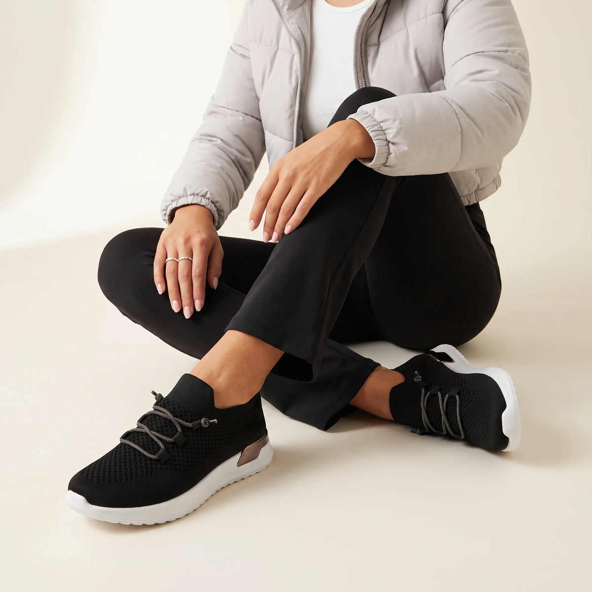 Luna Black Knit Lace-Up Sneaker