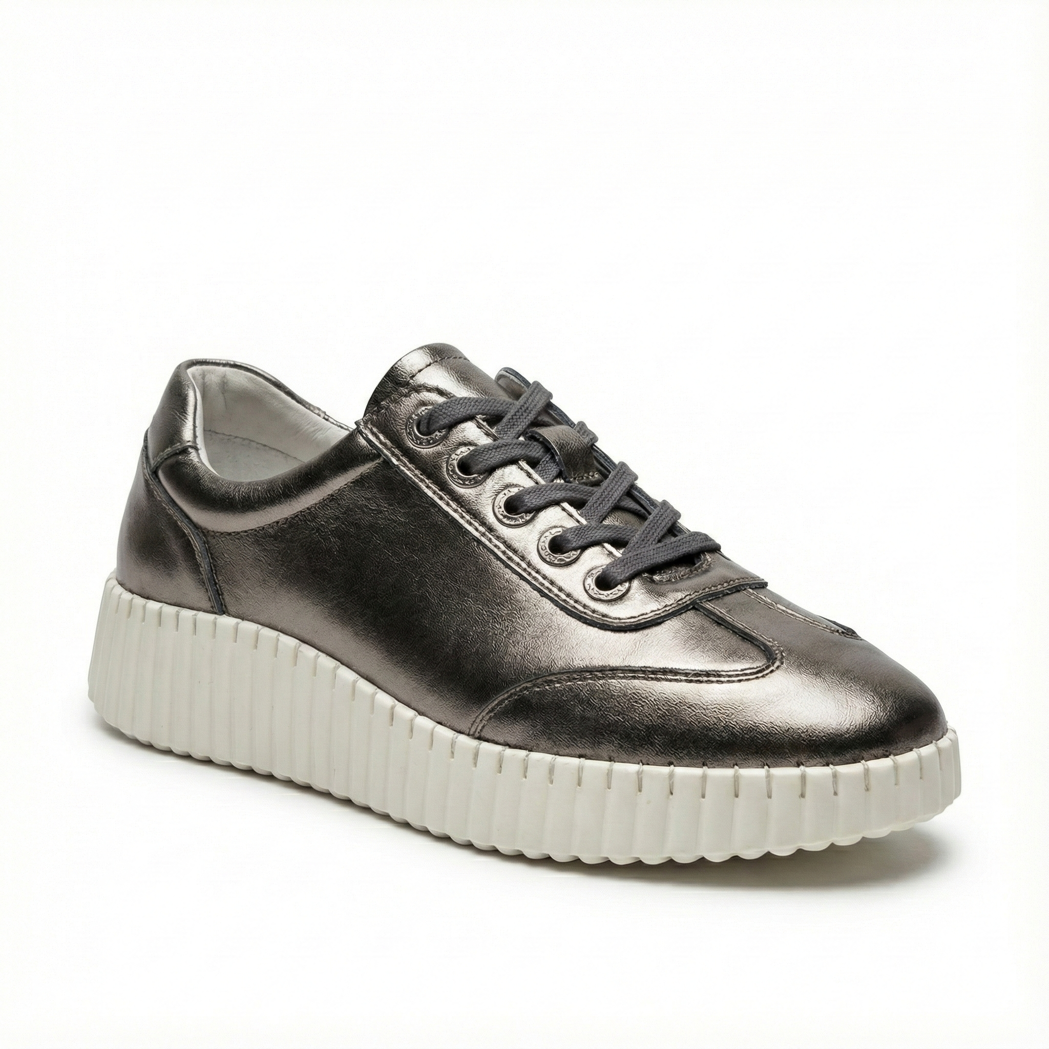 Valencia Gunmetal Metallic Platform Sneaker