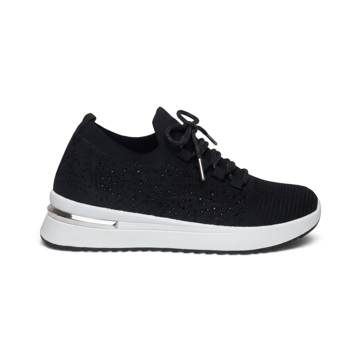 Aurelia Black Diamante Knit Sneakers