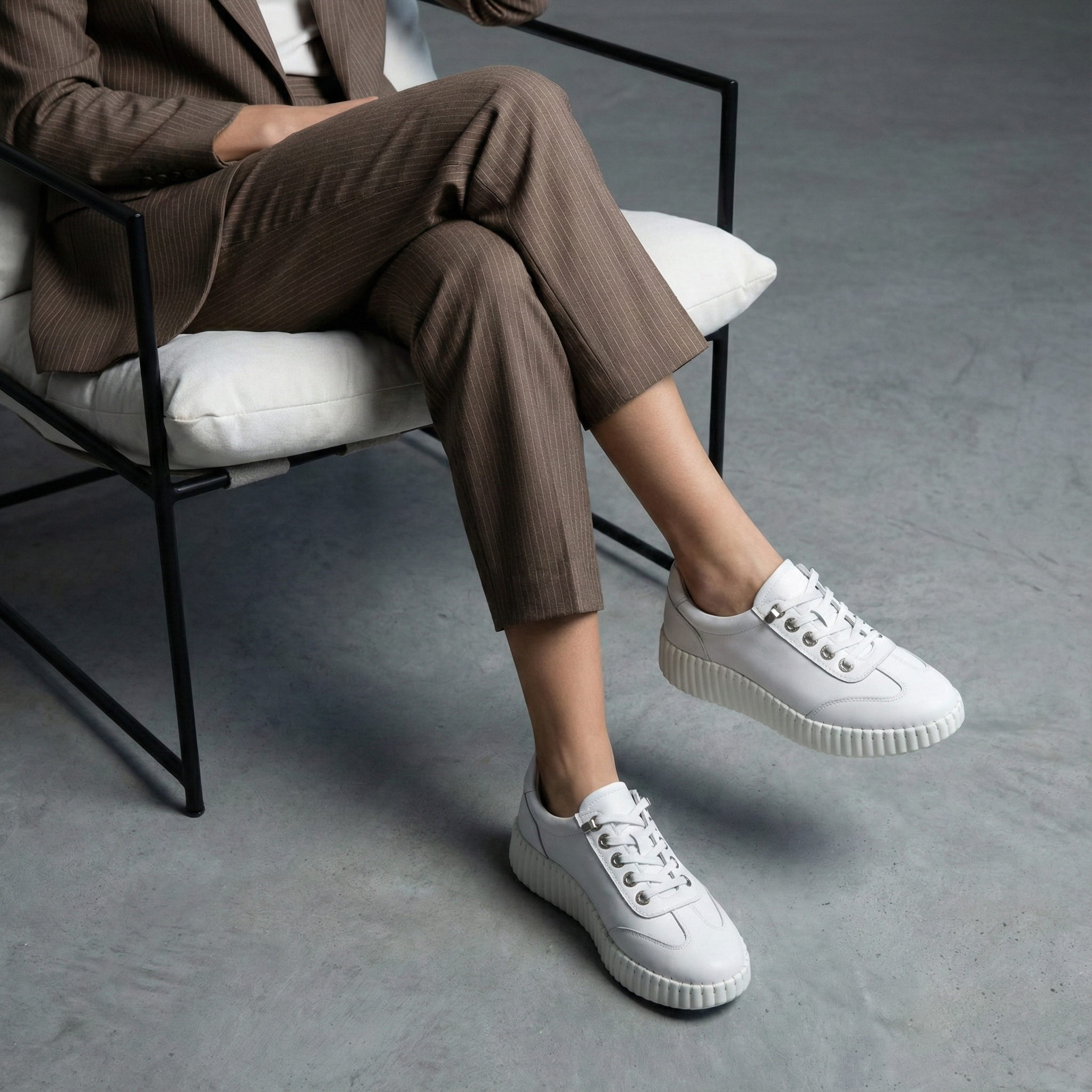 Valencia White Leather Platform Sneaker