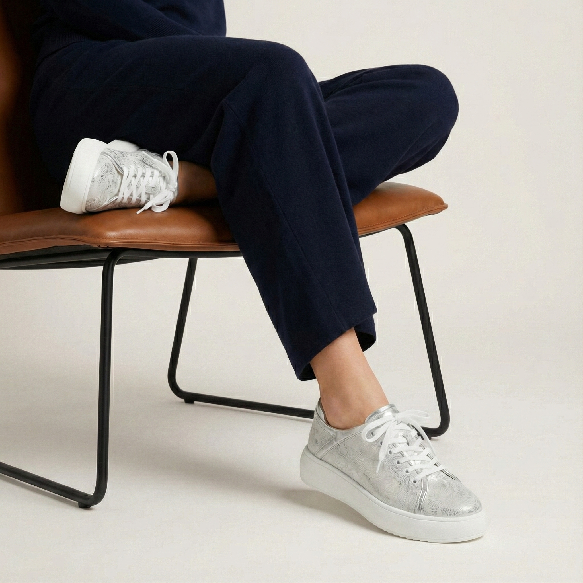 Vela Silver Floral Platform Sneaker