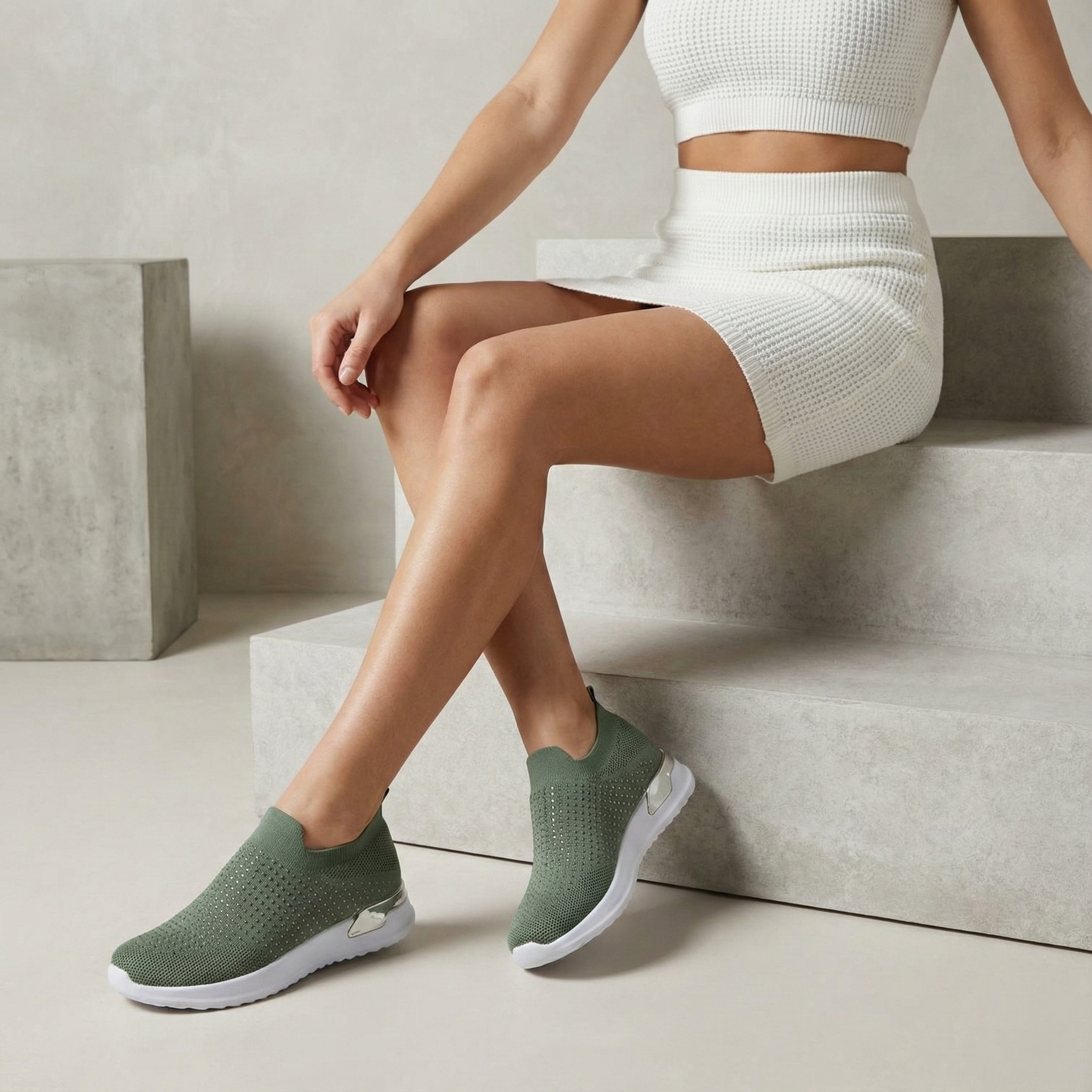 Nova Green Knit Slip-On Sneaker