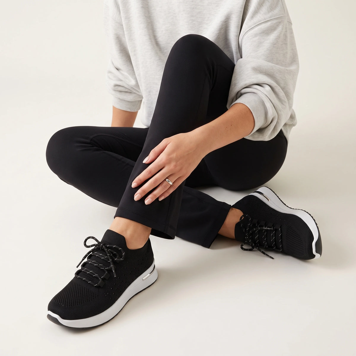 Aurelia Black Diamante Knit Sneakers