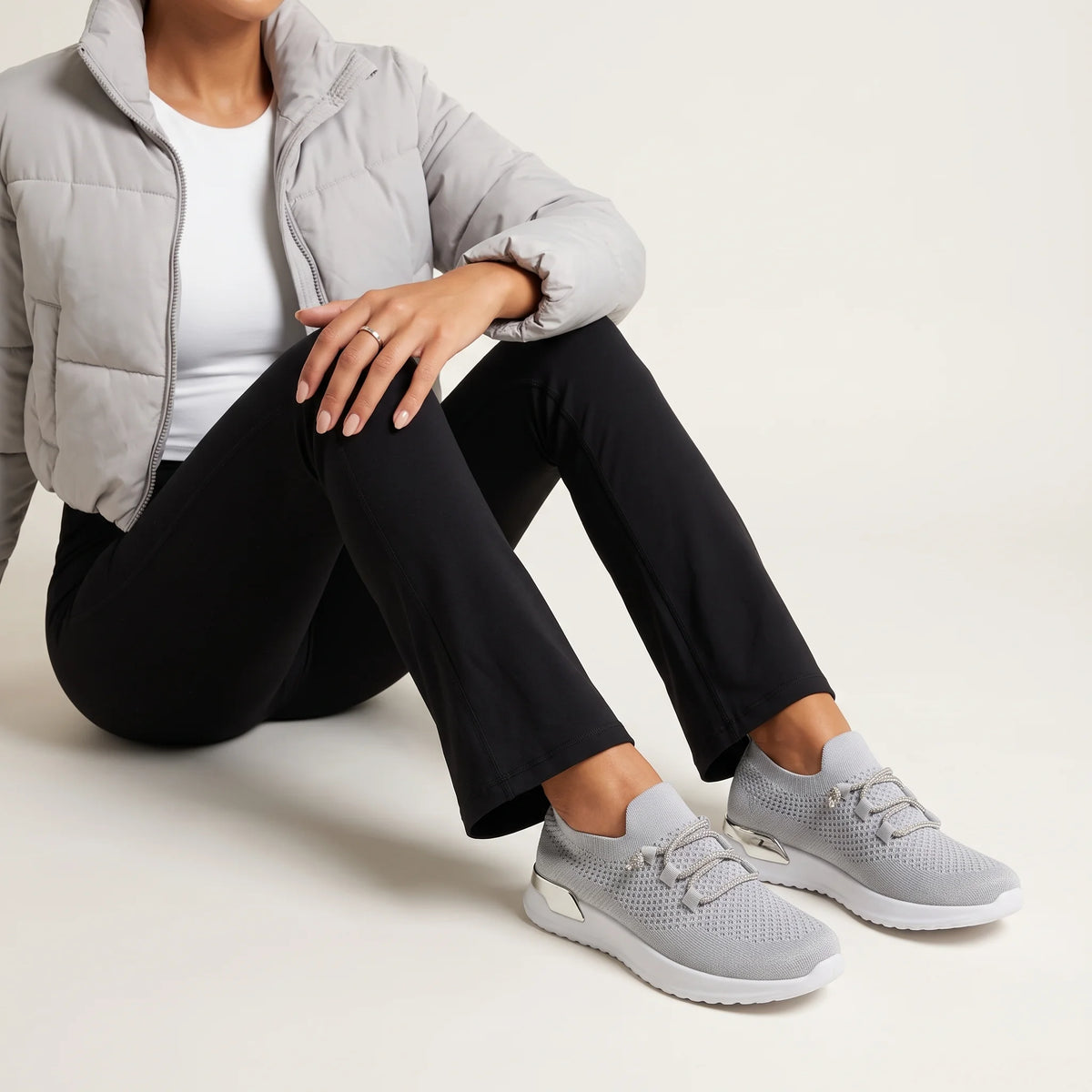 Luna Grey Knit Lace-Up Sneaker