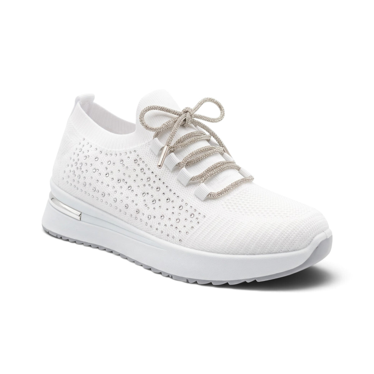 Aurelia White Diamante Knit Sneakers