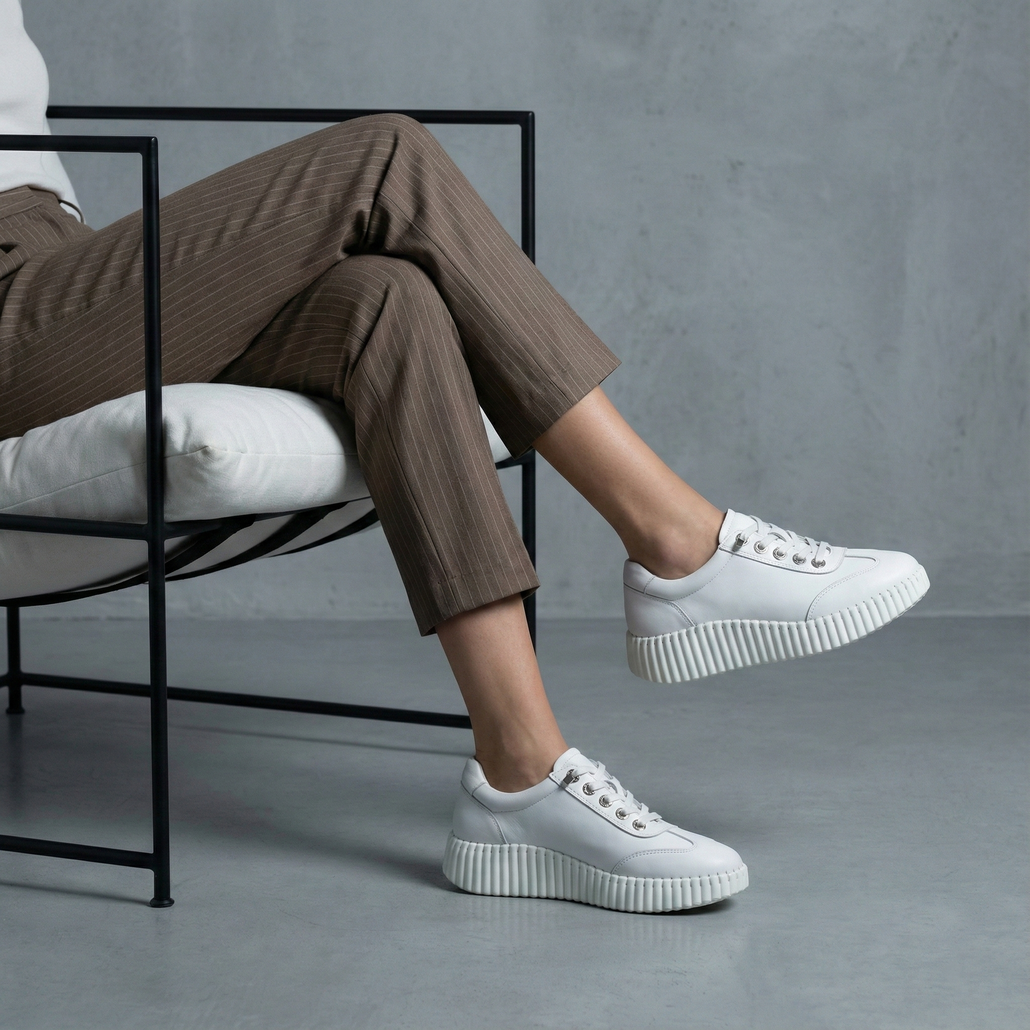 Valencia White Leather Platform Sneaker