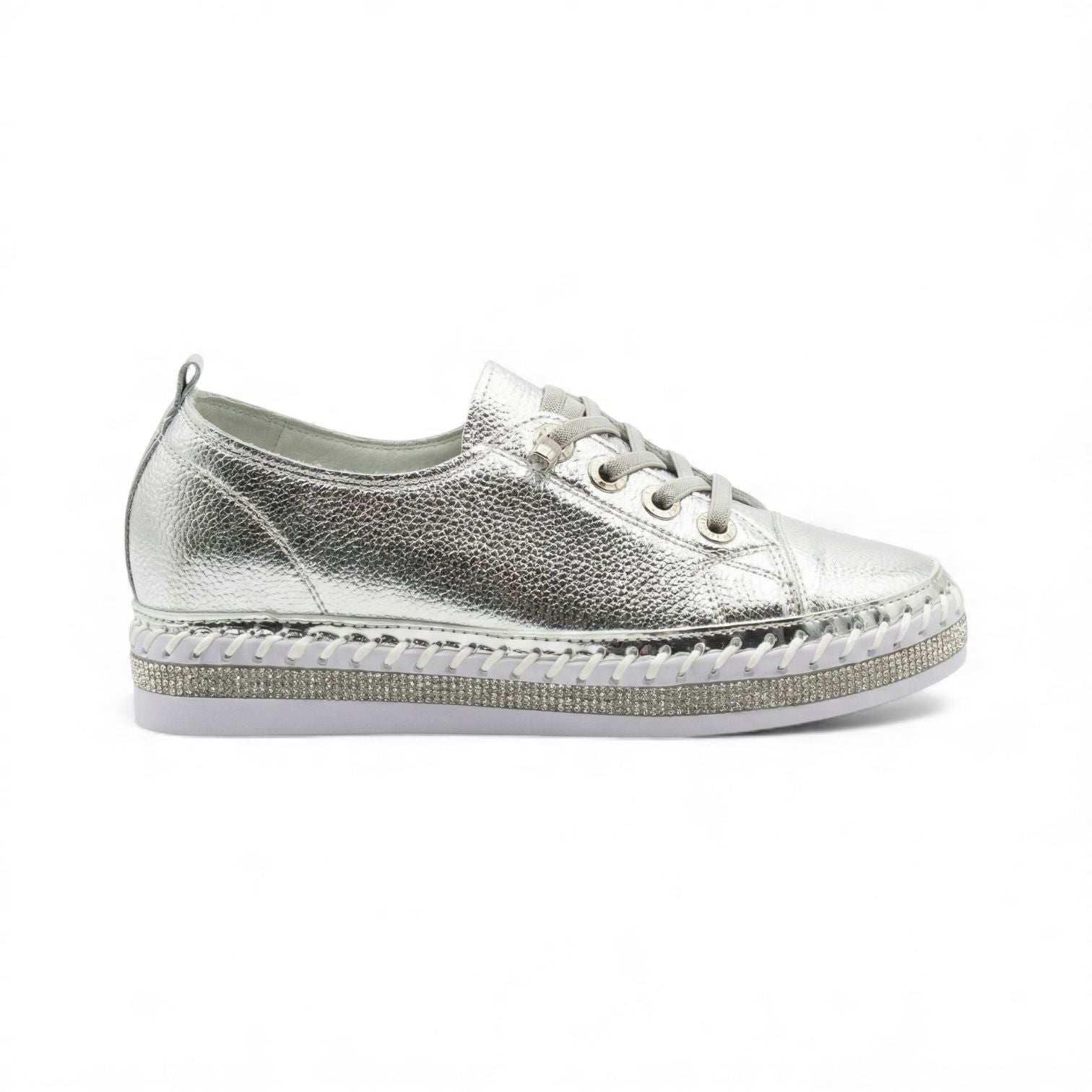 Harper Silver Crystal Trim Leather Sneaker