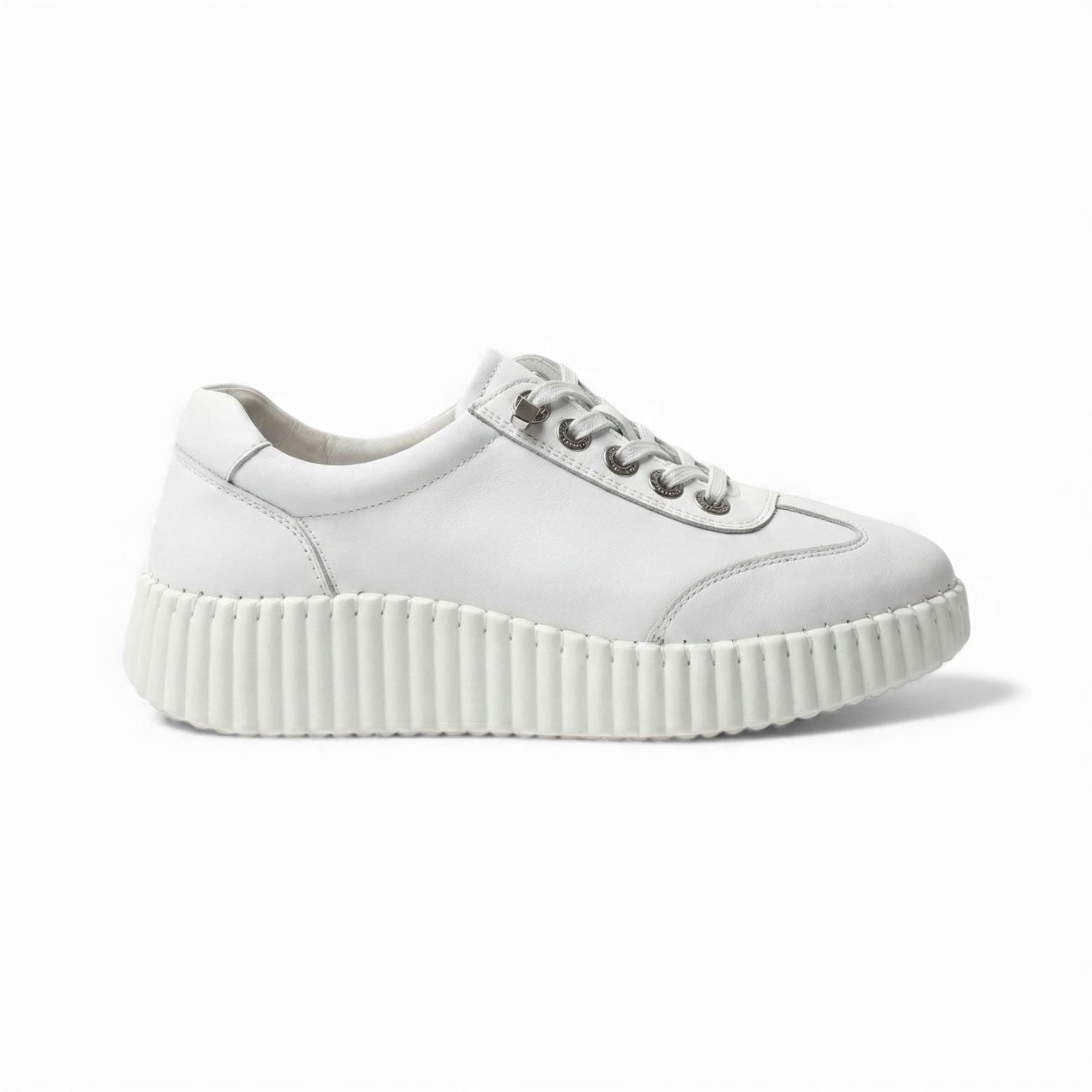 Valencia White Leather Platform Sneaker