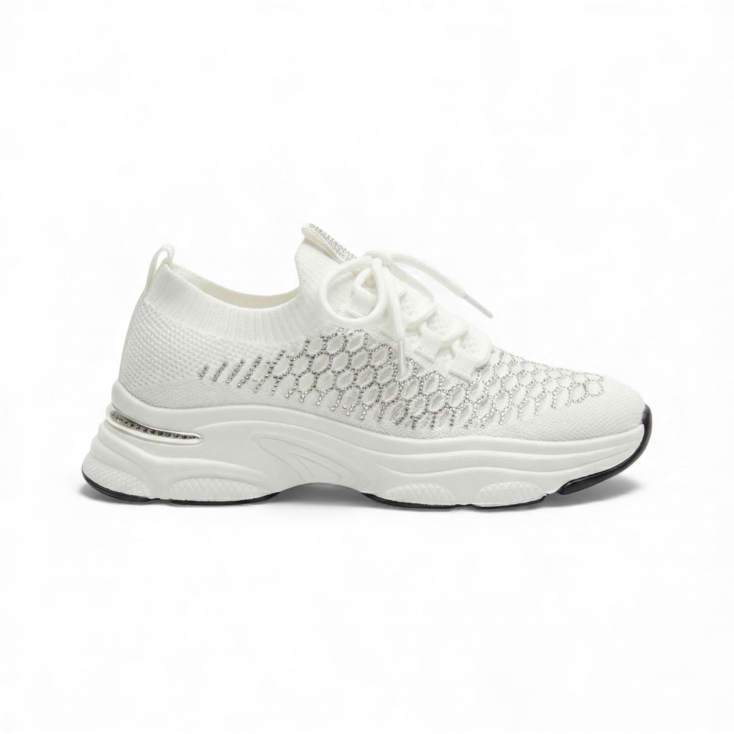 Bianca White Sparkle Knit Sneaker