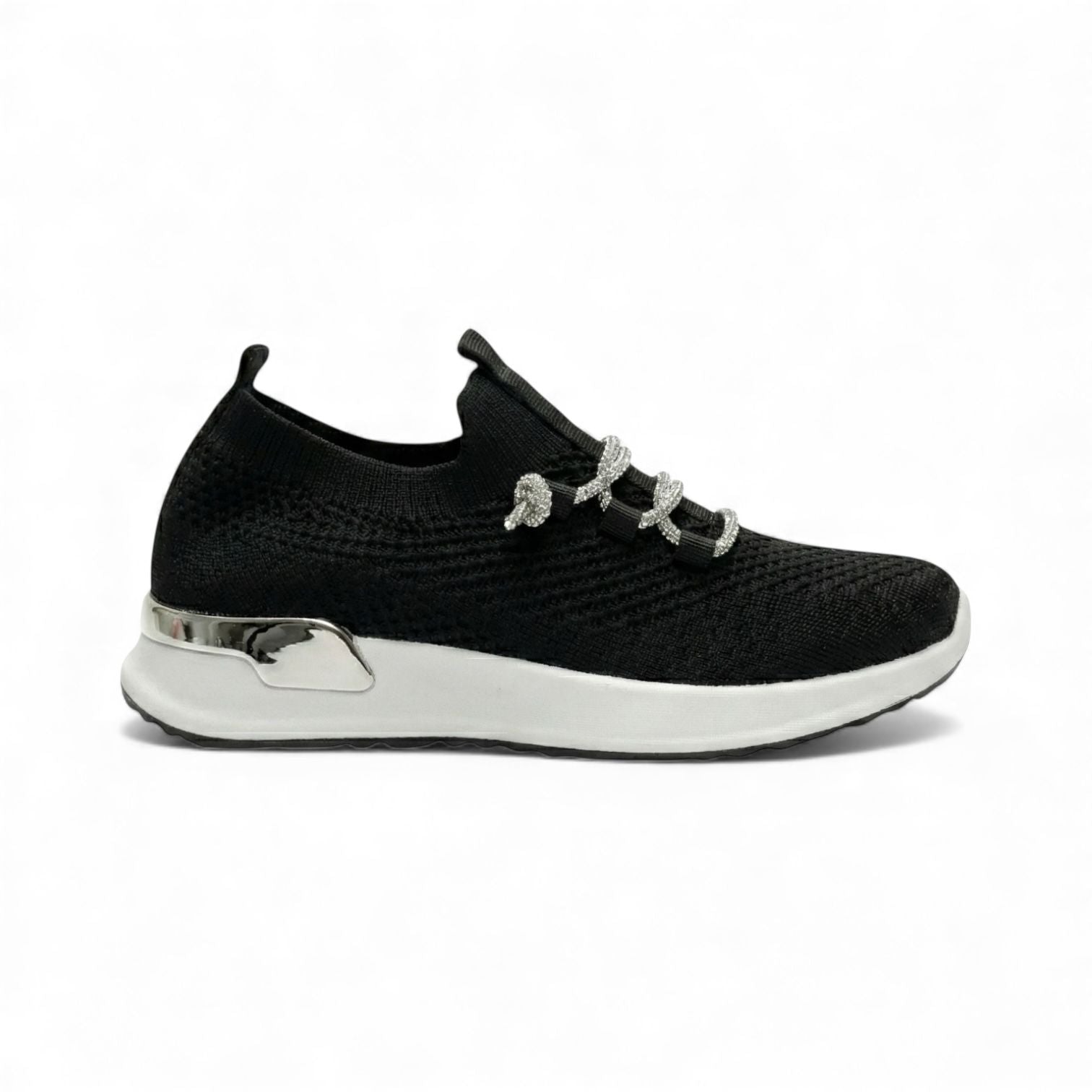 Luna Black Knit Lace-Up Sneaker