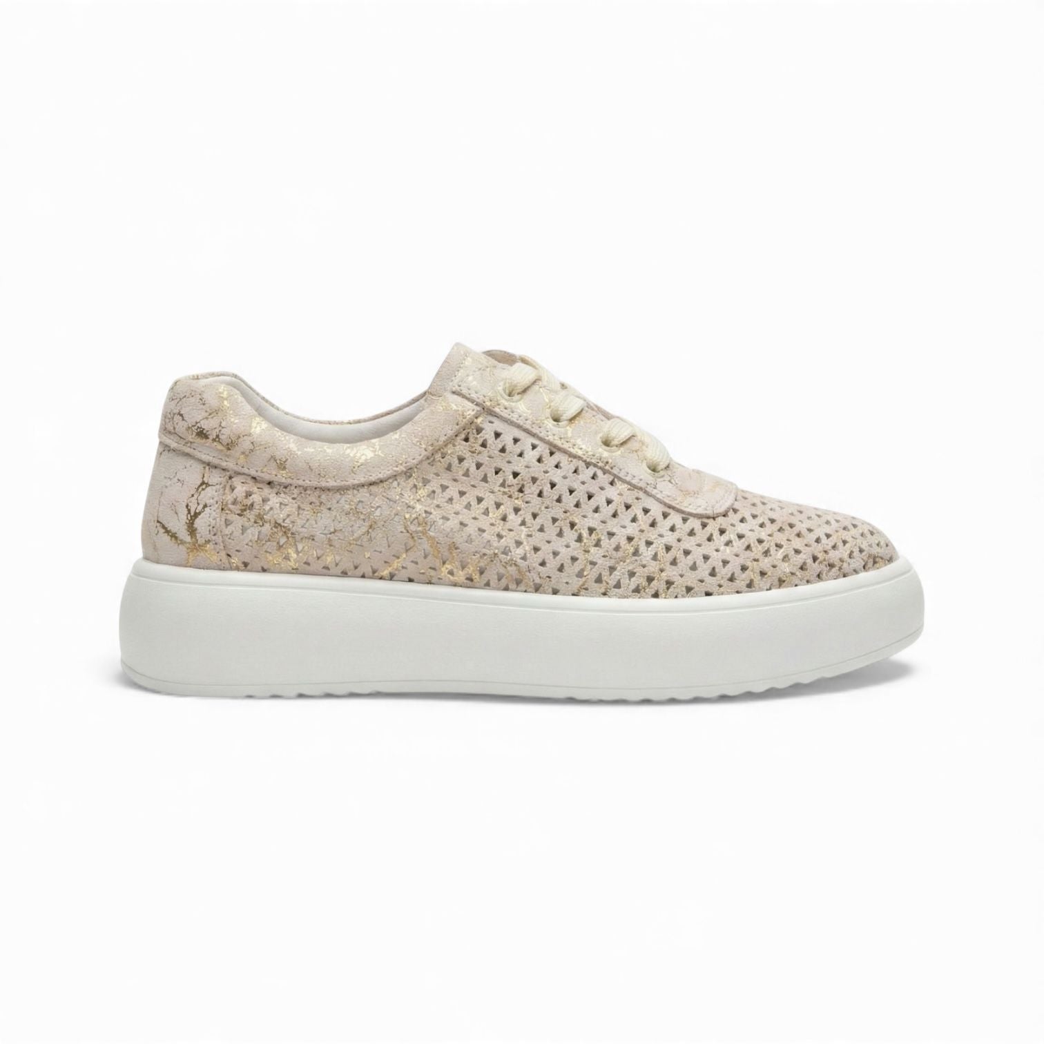 Celia Gold Perforated Platform Sneaker