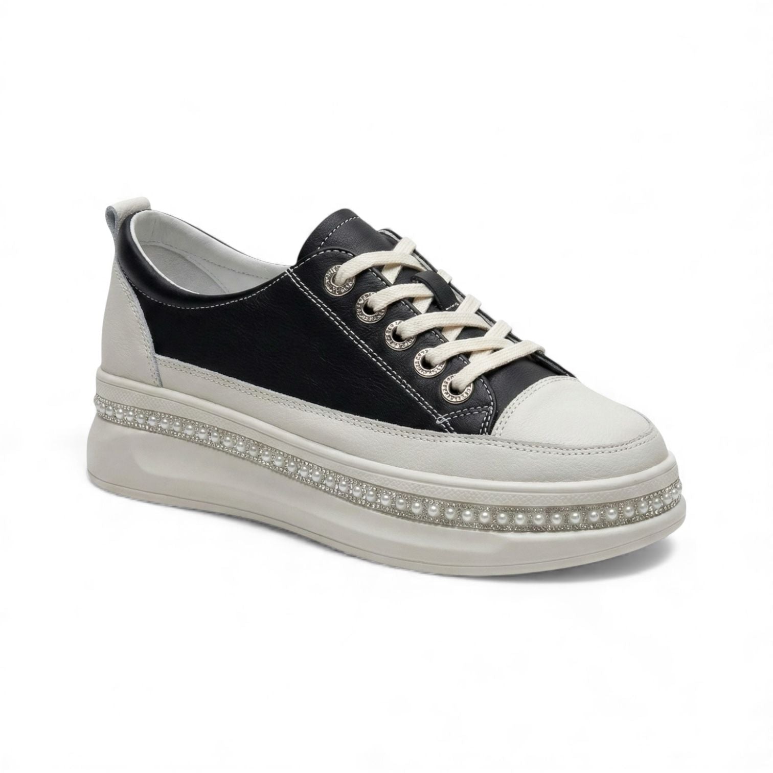 Florence Black Pearl Platform Sneaker