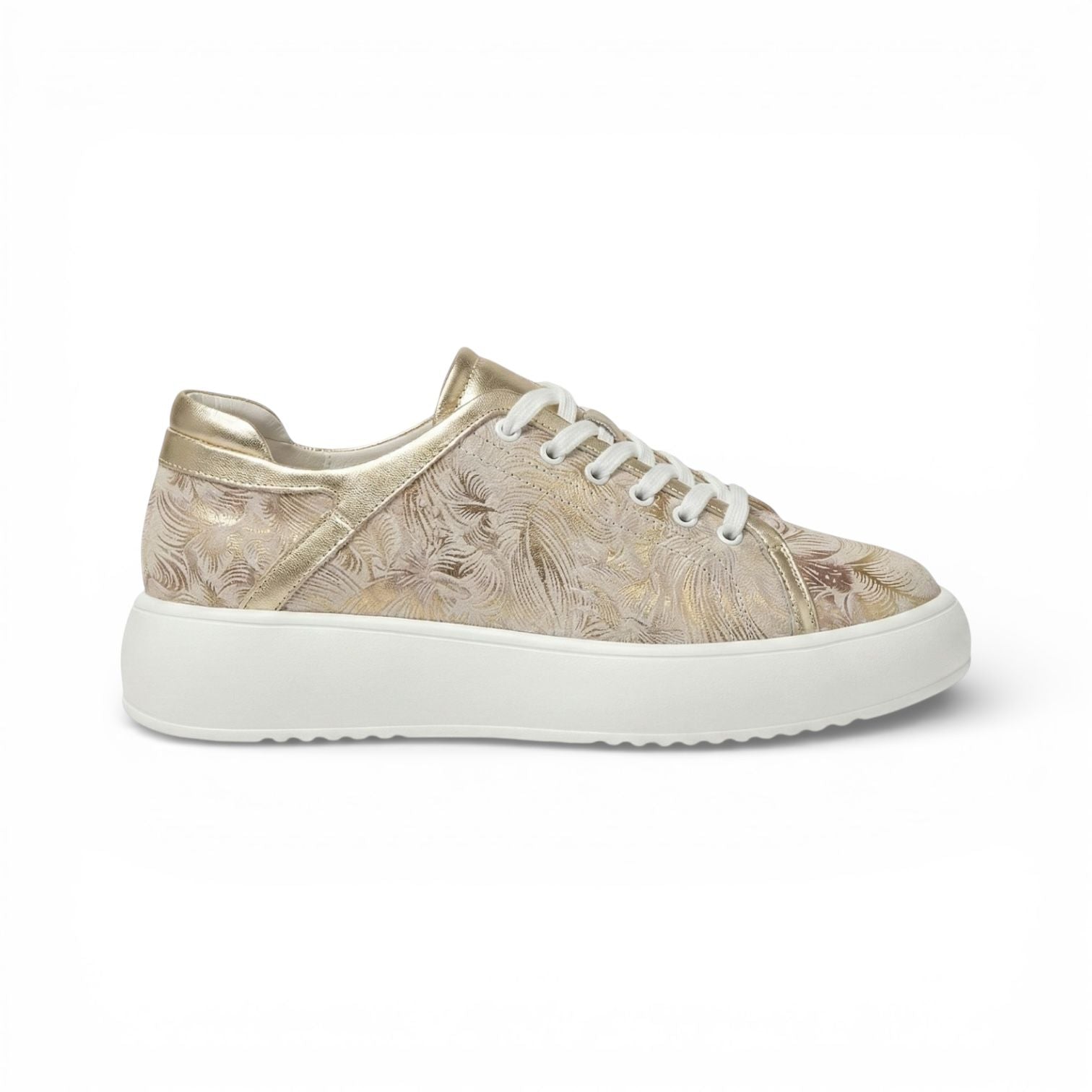 Vela Gold Floral Platform Sneaker