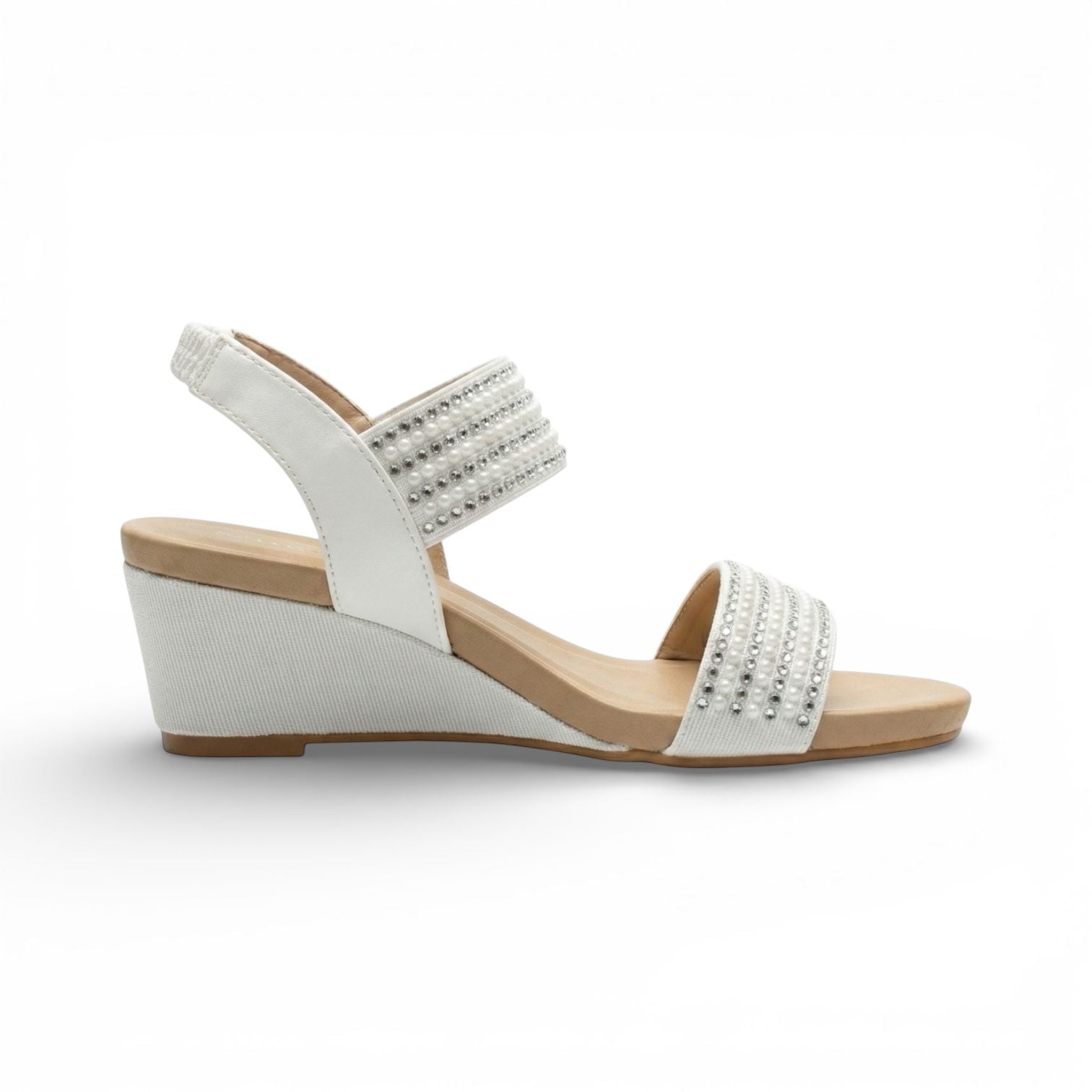 Elara White Embellished Wedge Sandal