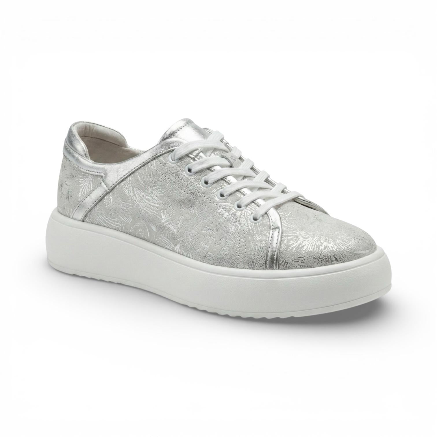 Vela Silver Floral Platform Sneaker