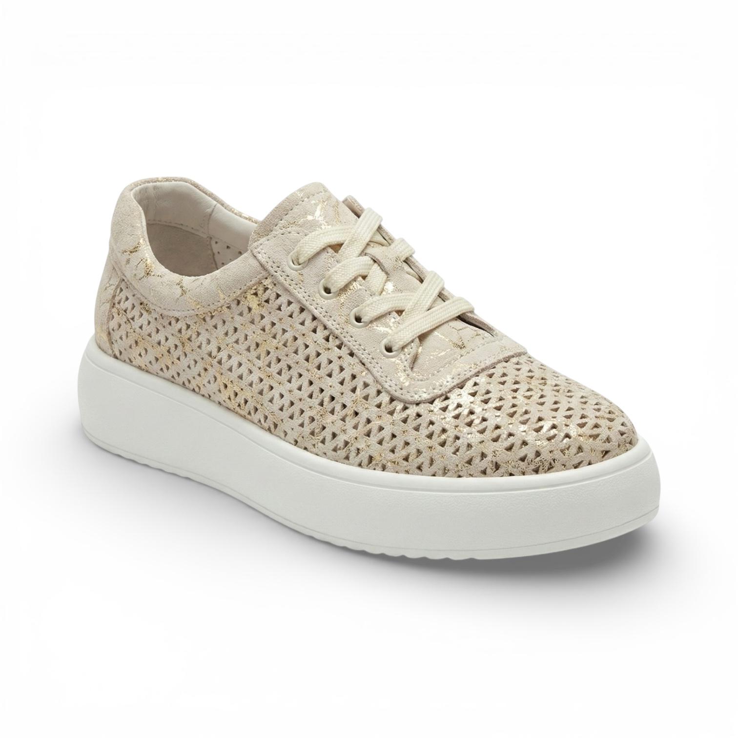 Celia Gold Perforated Platform Sneaker