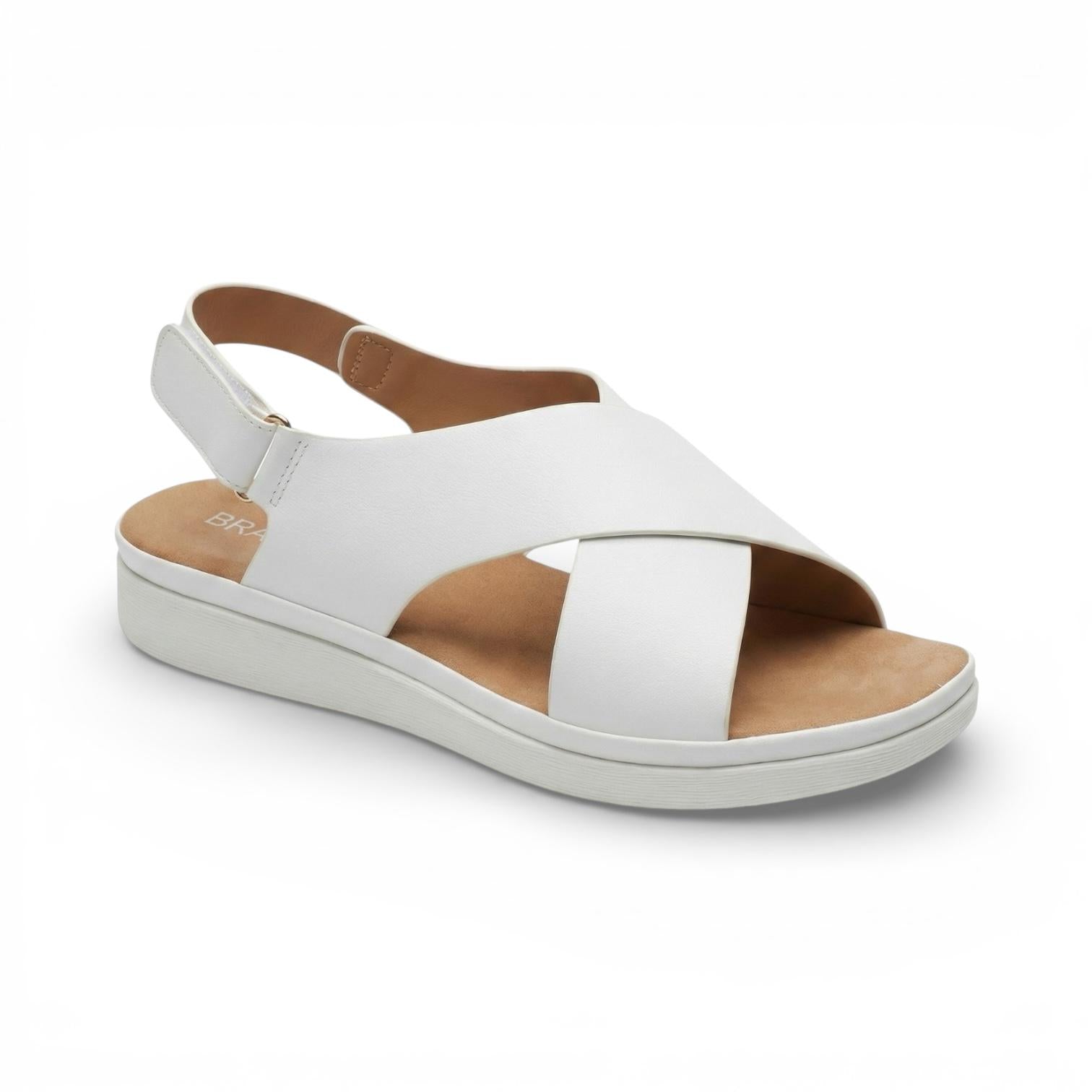 Isla White Cross Strap Platform Sandal