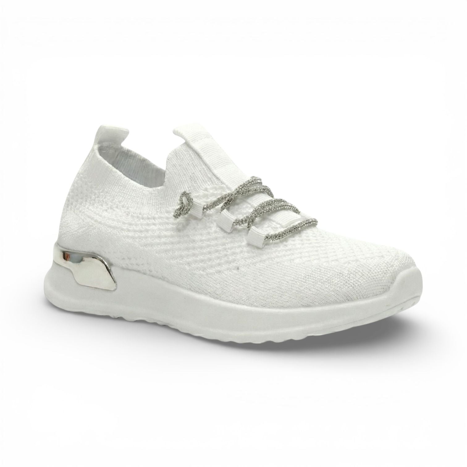 Luna White Knit Lace-Up Sneaker