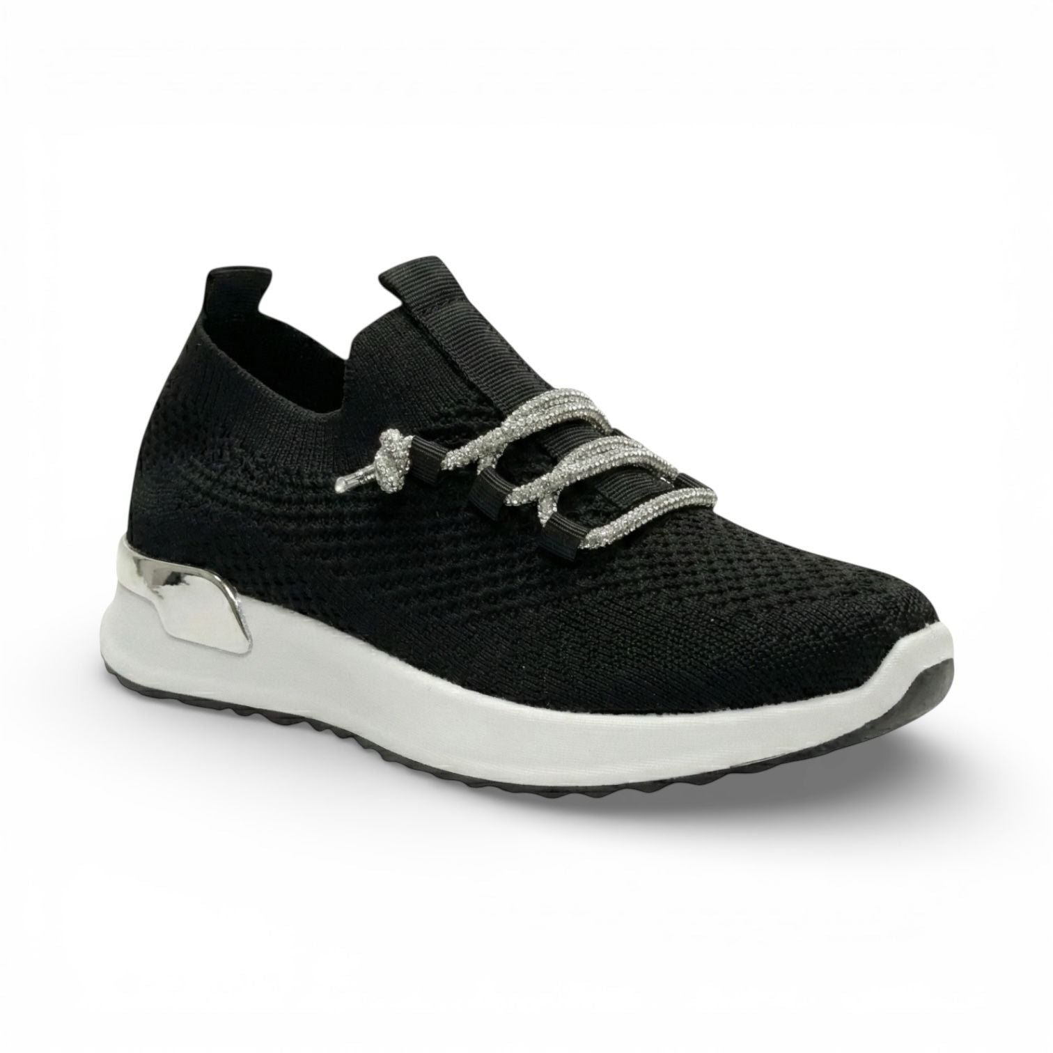 Luna Black Knit Lace-Up Sneaker