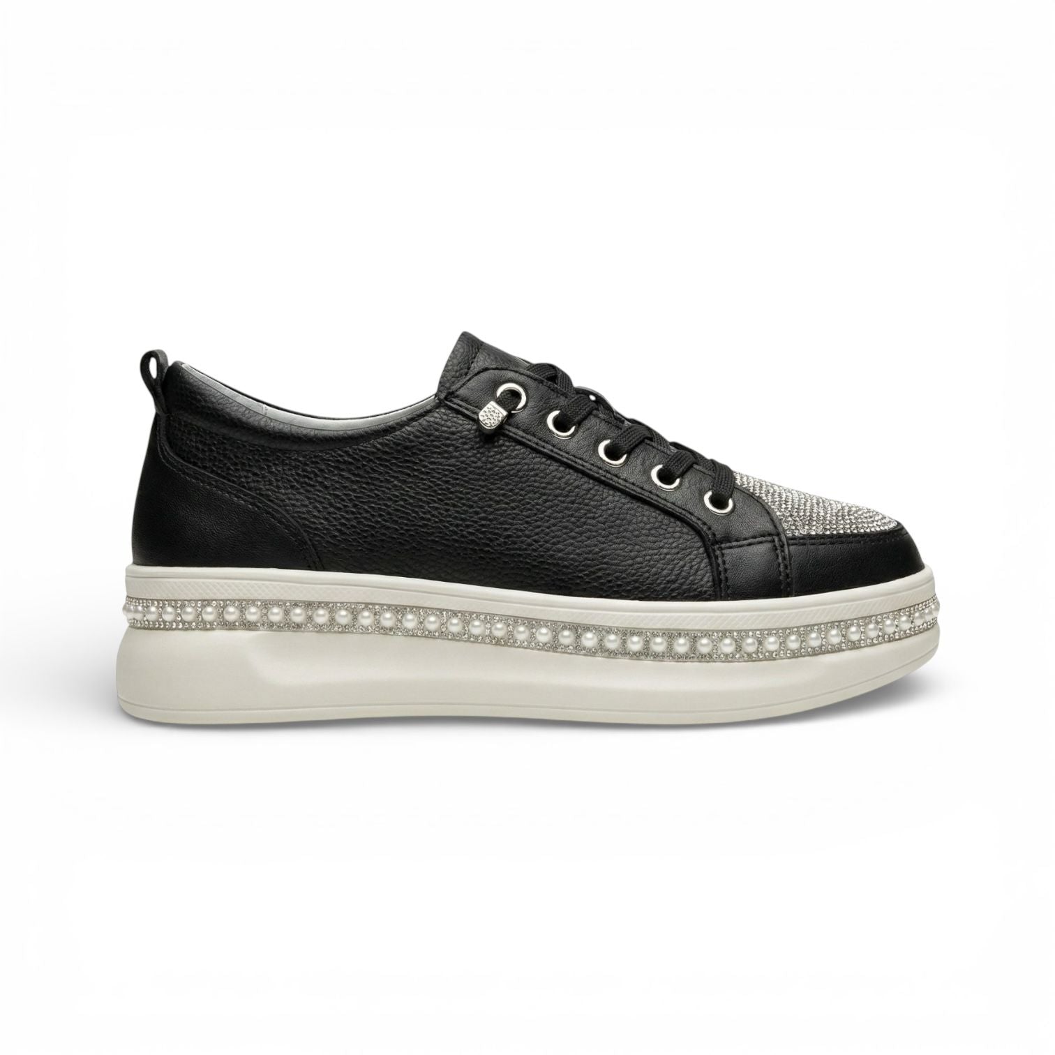 Matilda Black Crystal Toe Platform Sneaker