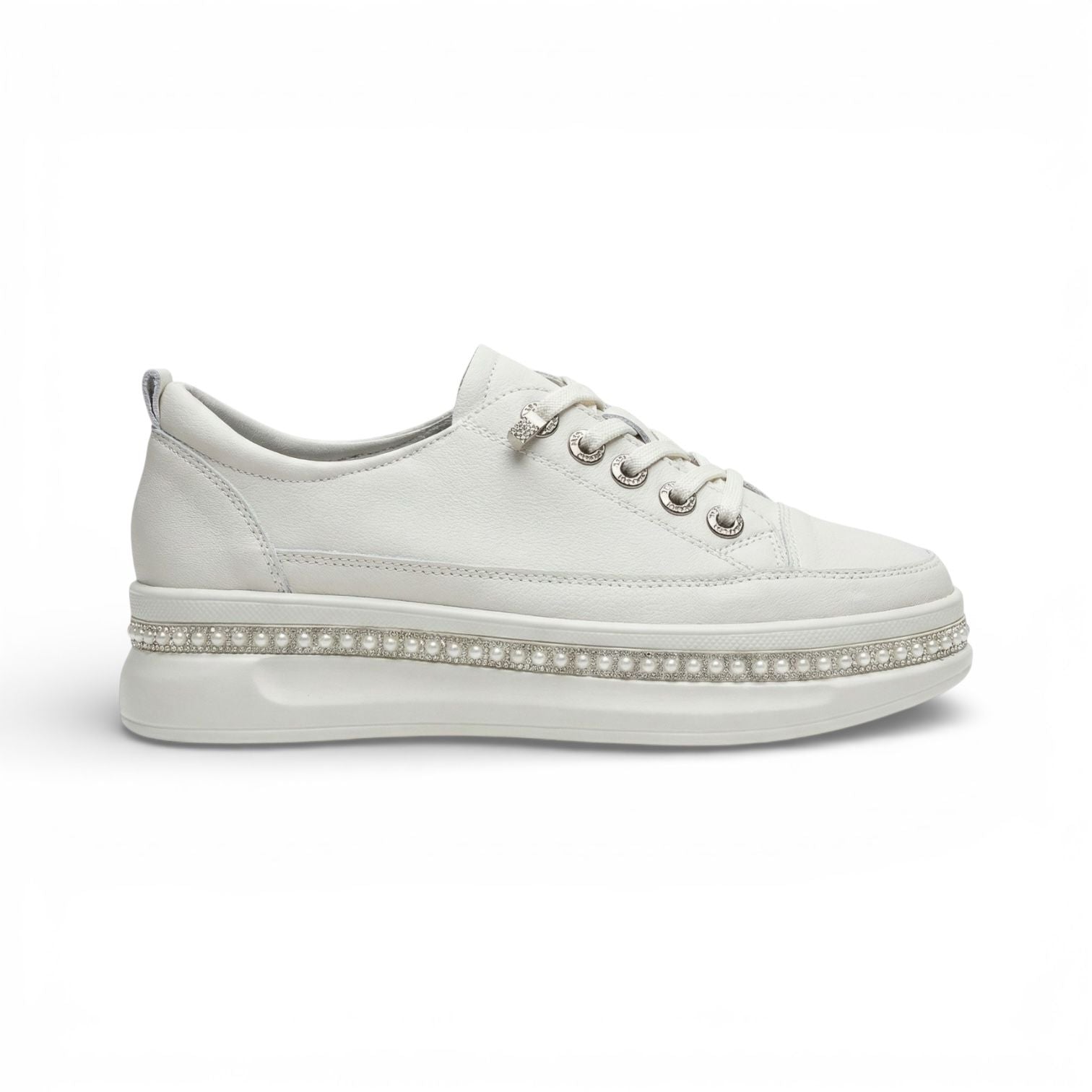 Florence Beige Pearl Platform Sneaker