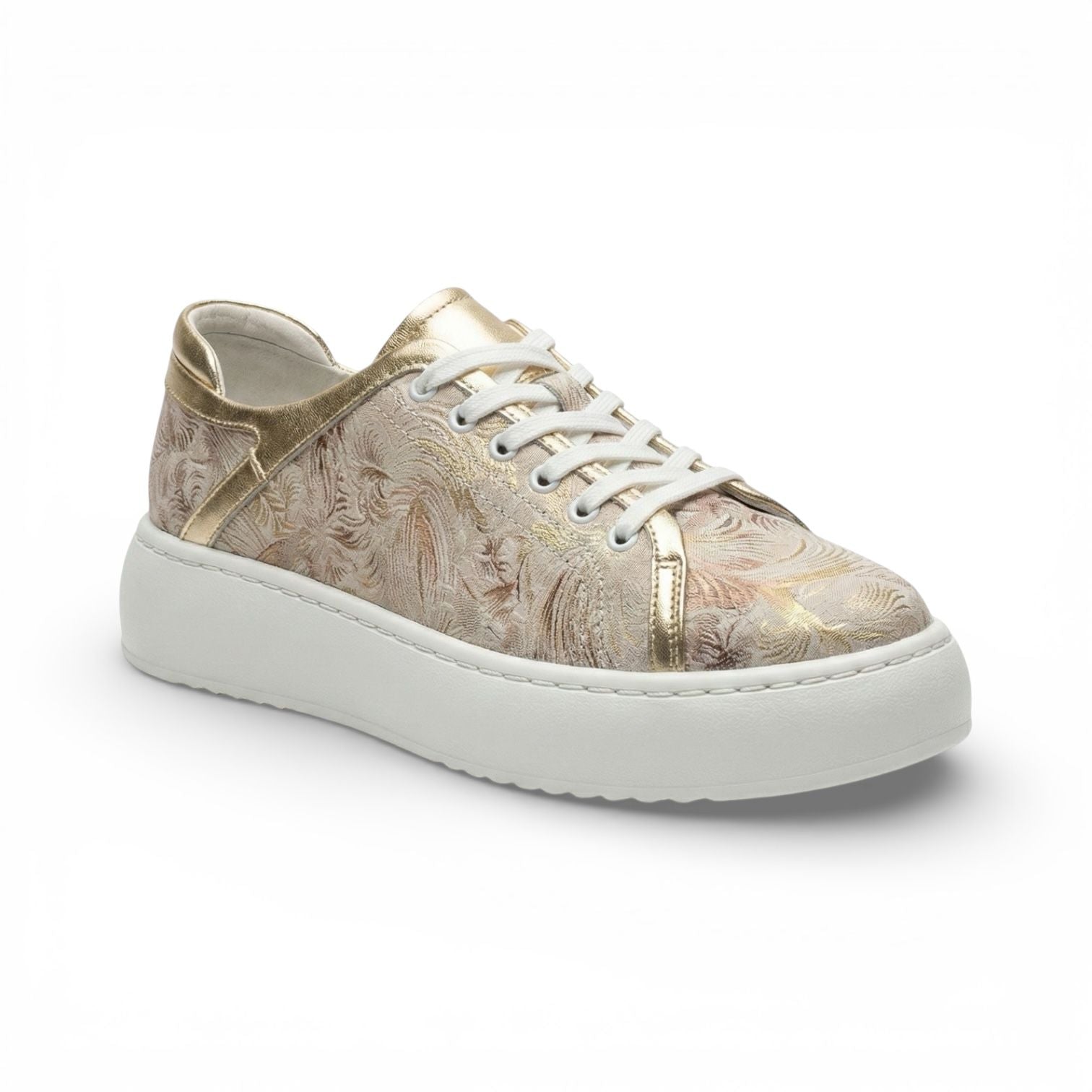 Vela Gold Floral Platform Sneaker
