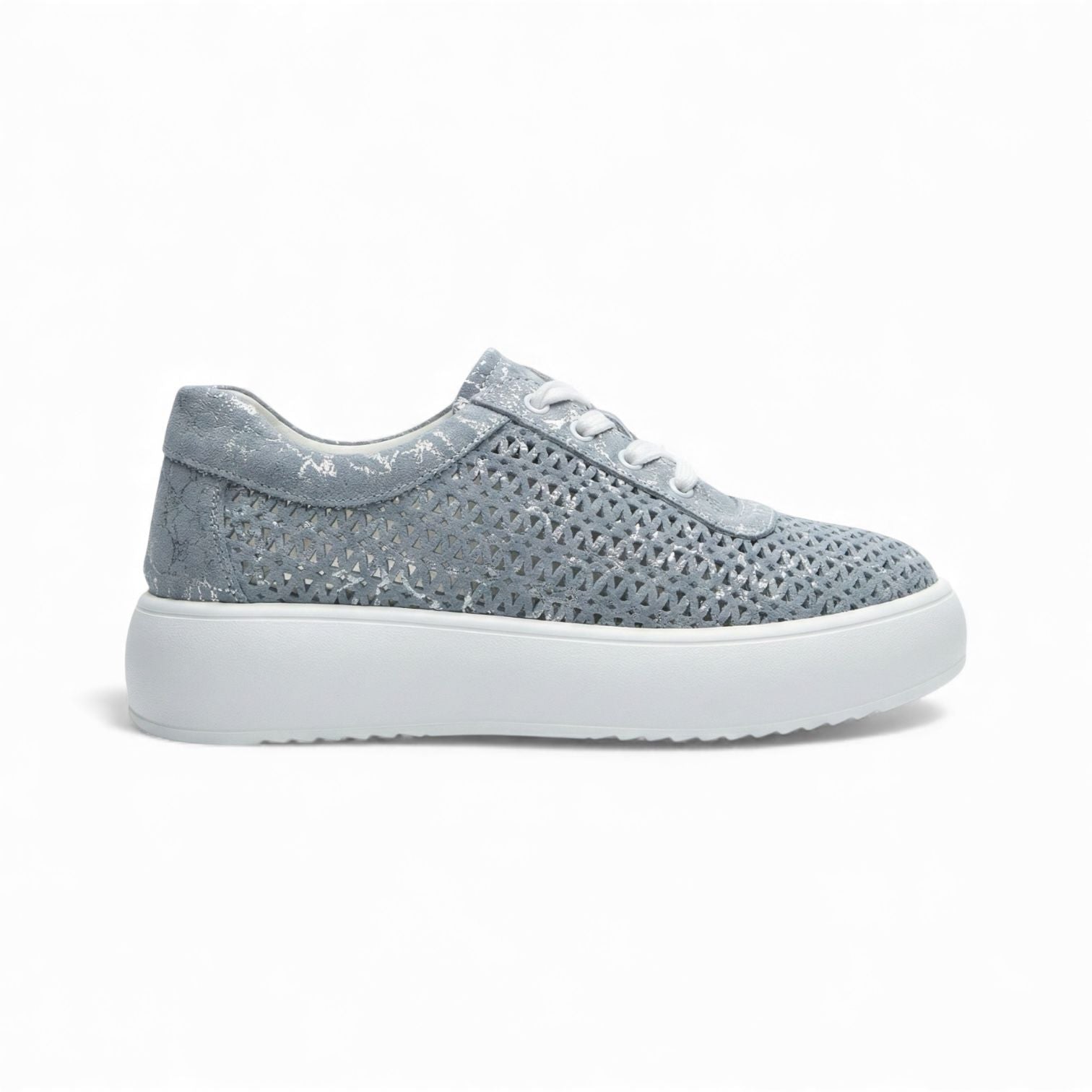 Celia Soft Blue Perforated Platform Sneaker
