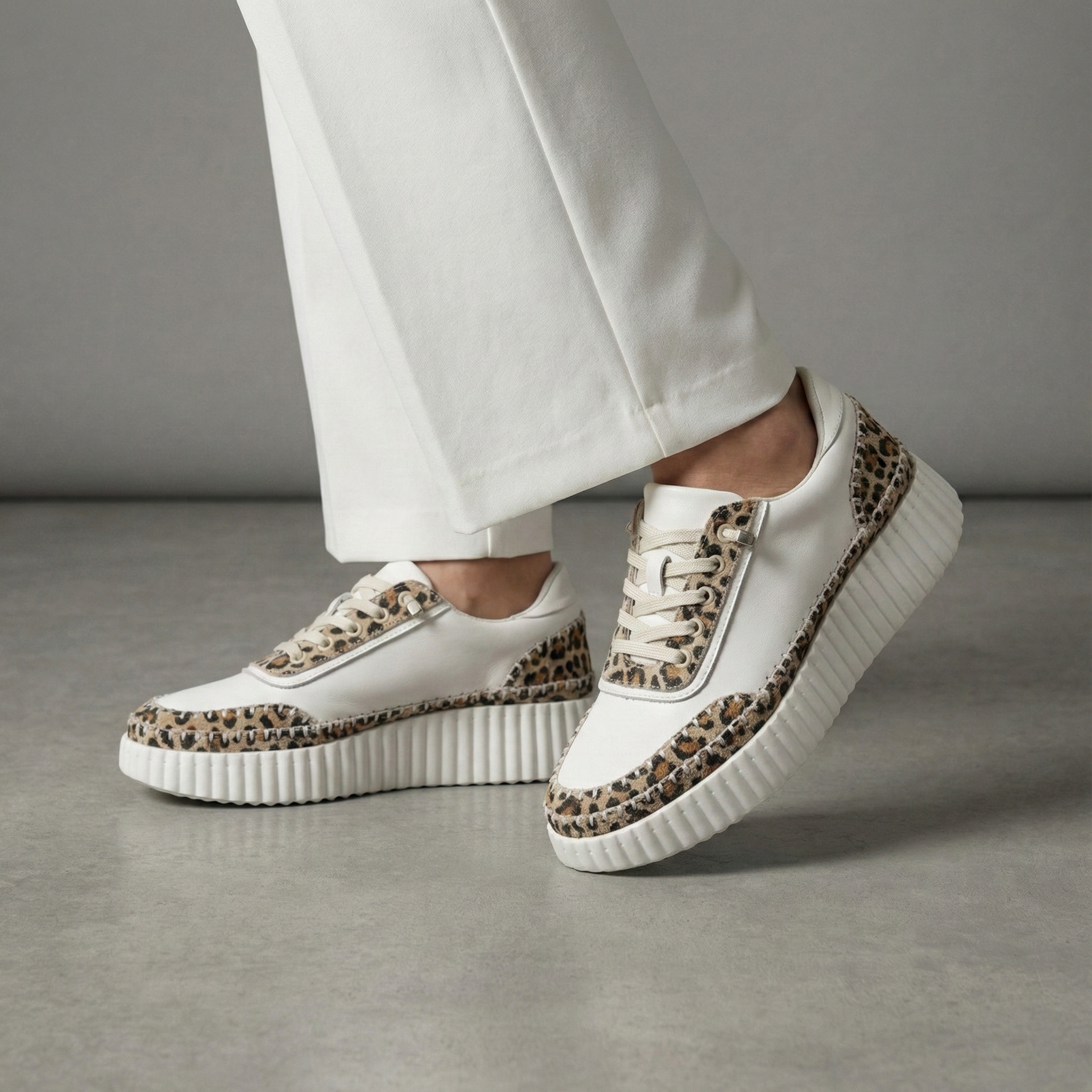 Noa Leopard Whipstitch Platform Sneaker