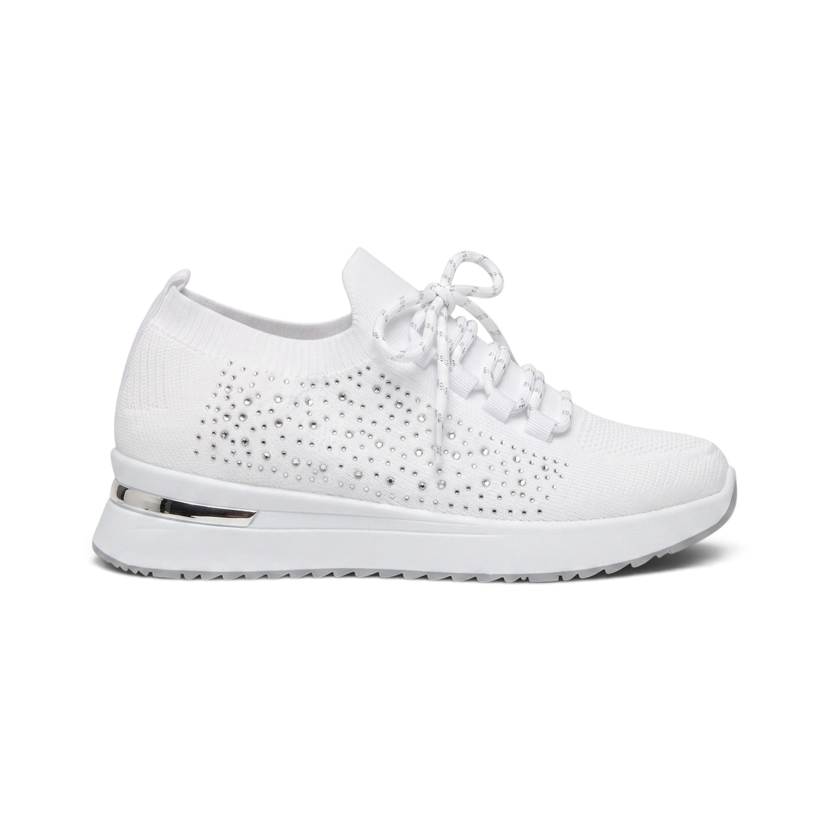 Aurelia White Diamante Knit Sneakers