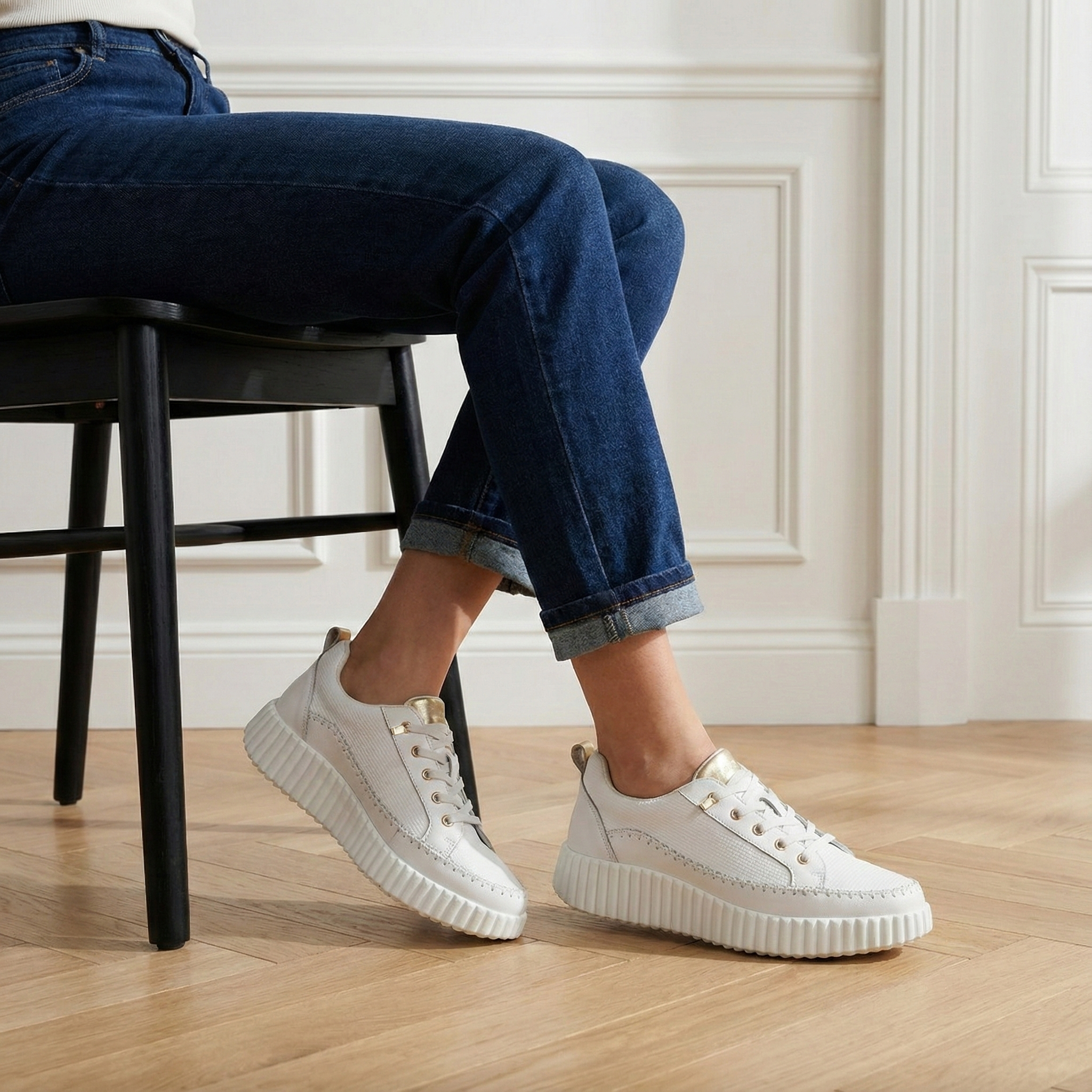 Aria White Leather Platform Sneaker