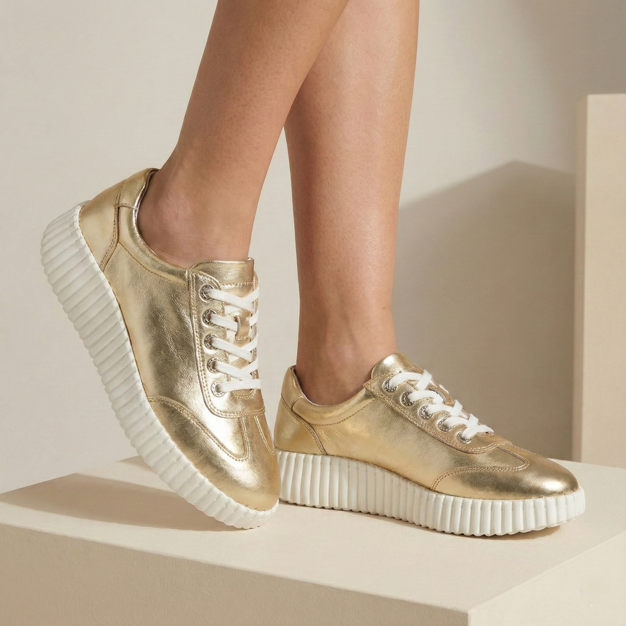 Valencia Gold Metallic Platform Sneaker