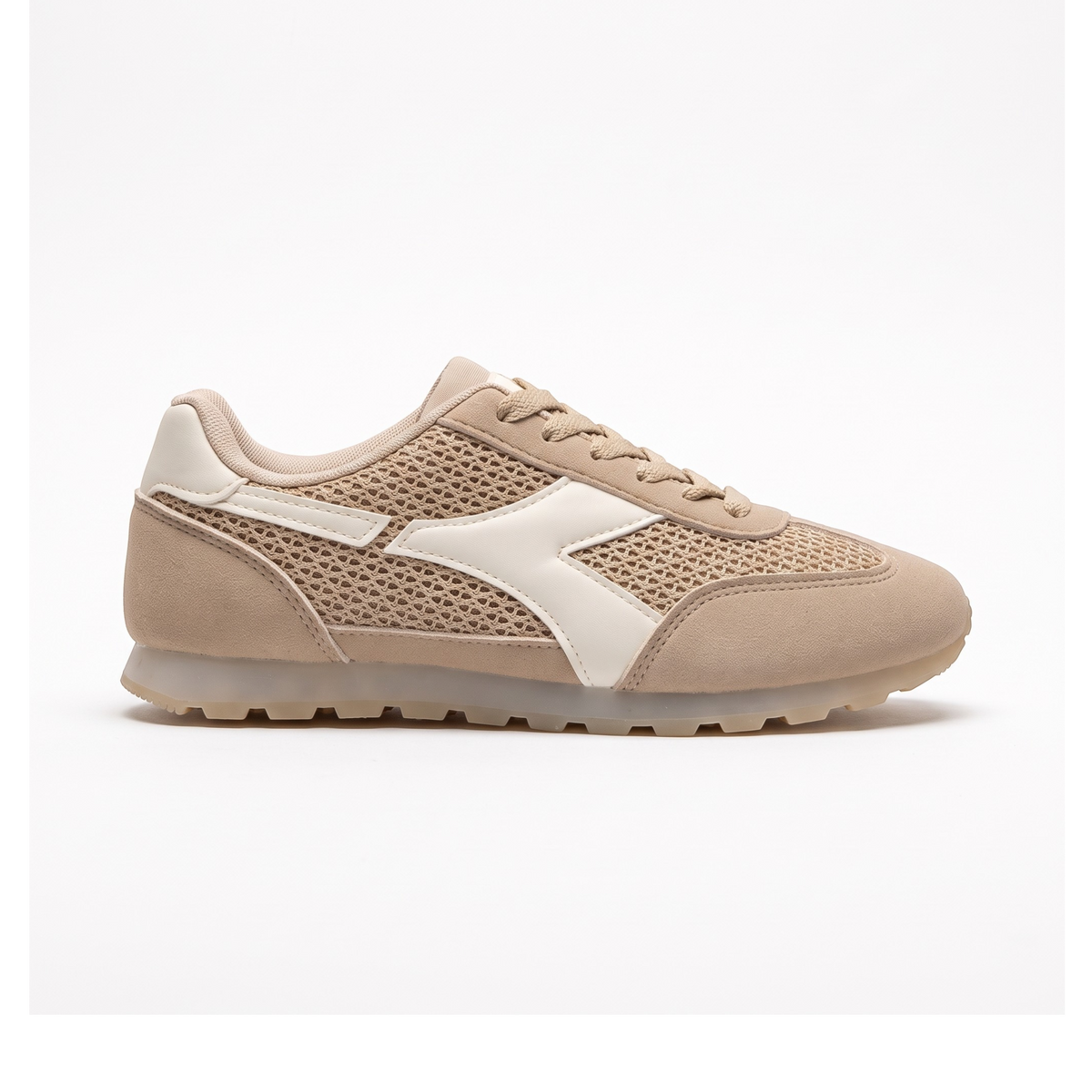 Romy Khaki and Cream Retro Mesh Sneakers