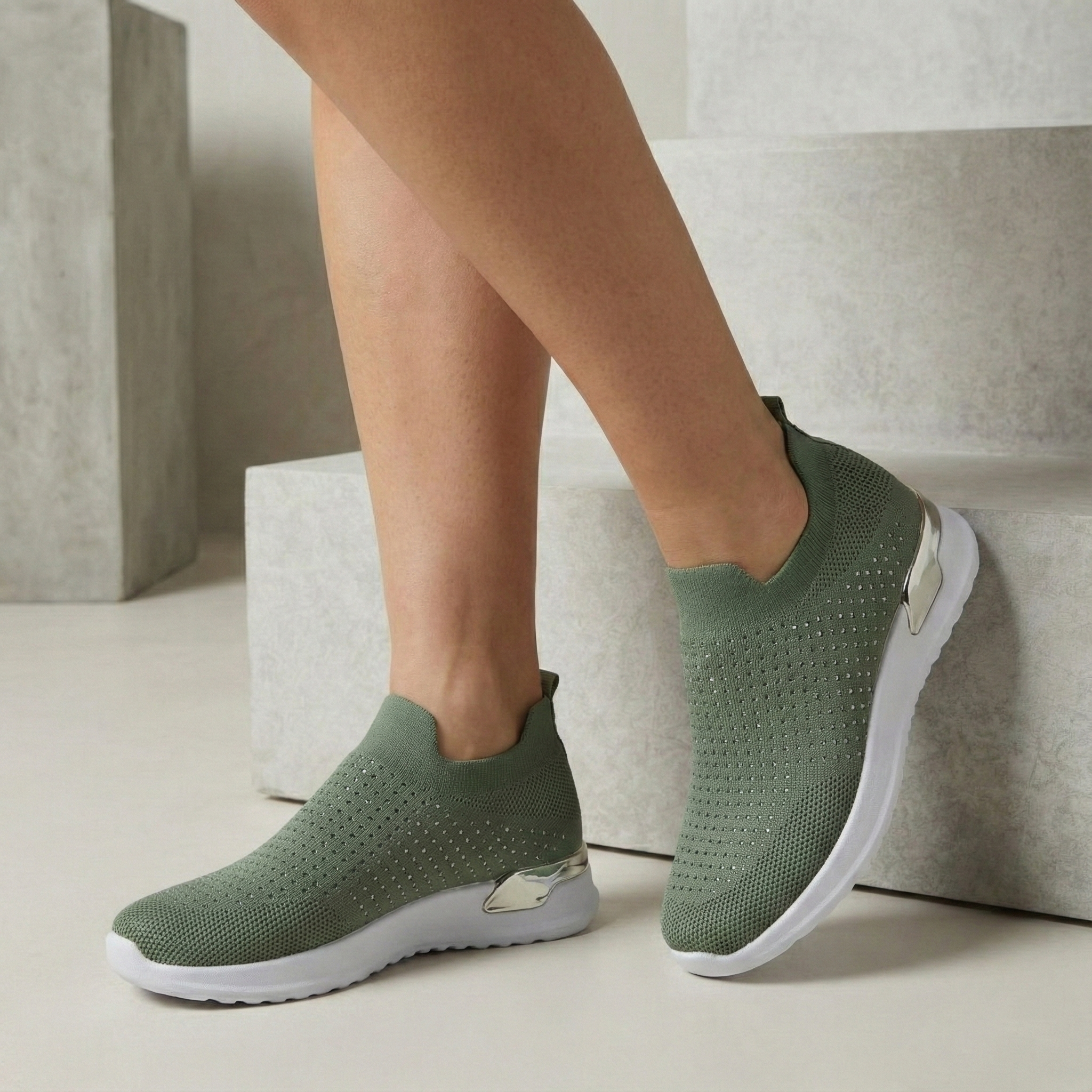 Nova Green Knit Slip-On Sneaker