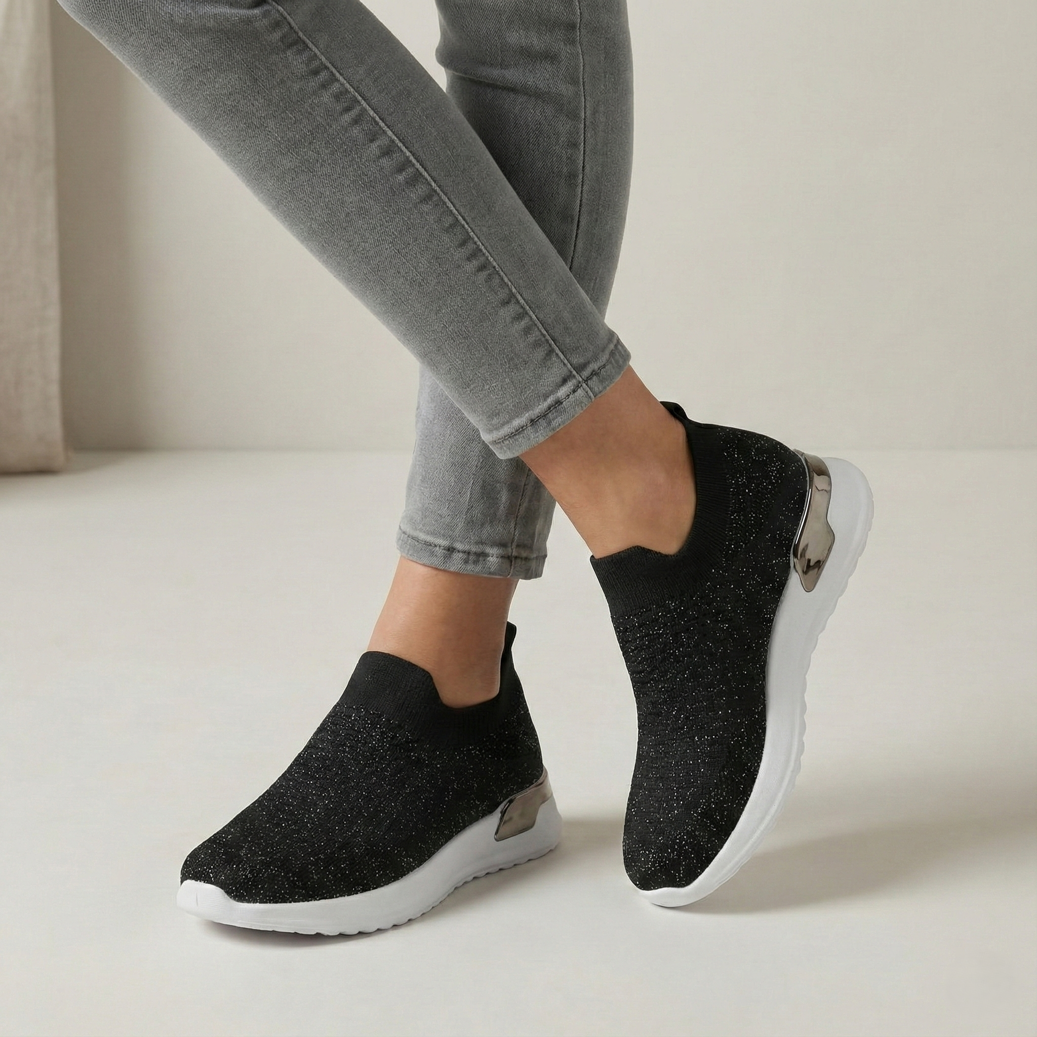 Nova Black Knit Slip-On Sneaker