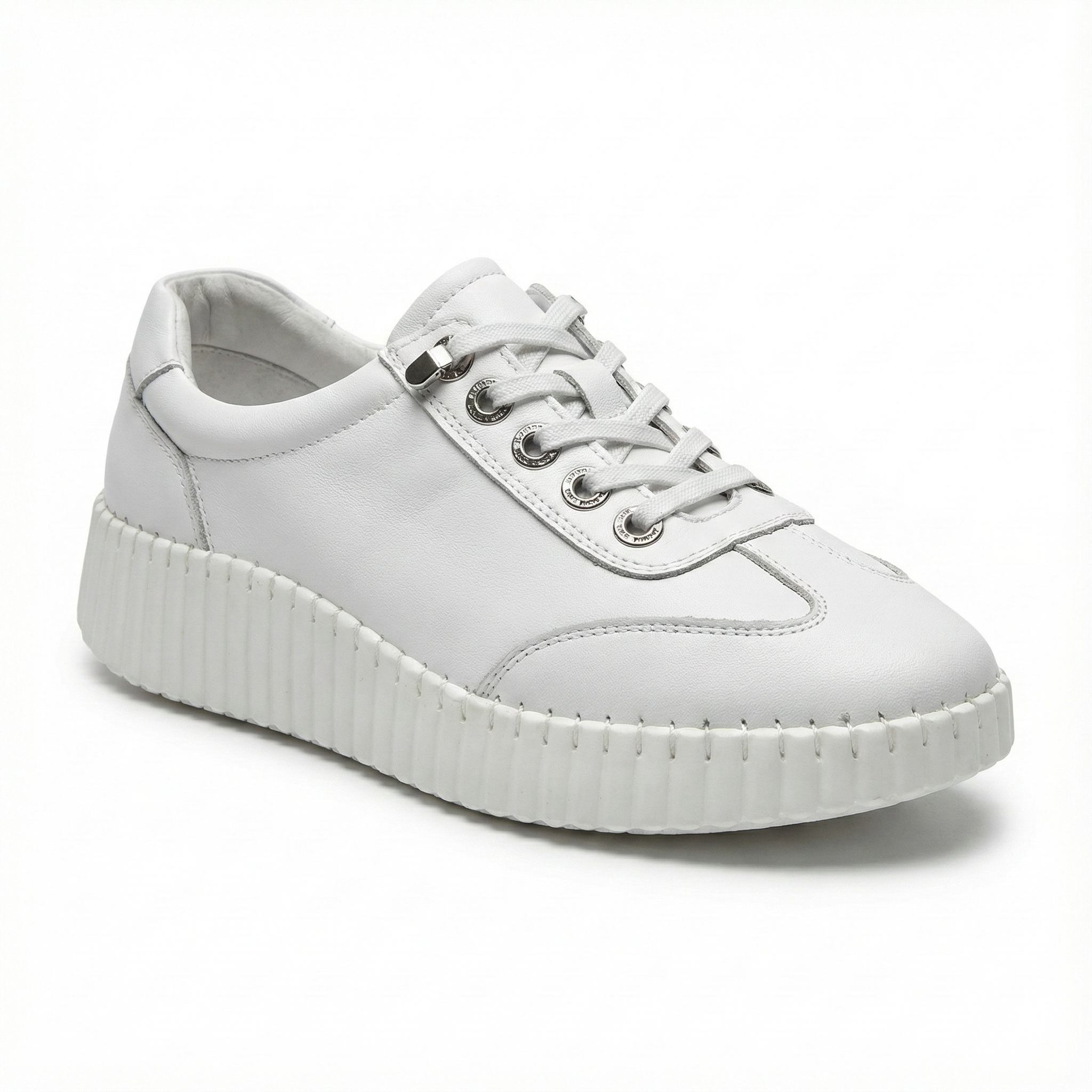 Valencia White Leather Platform Sneaker