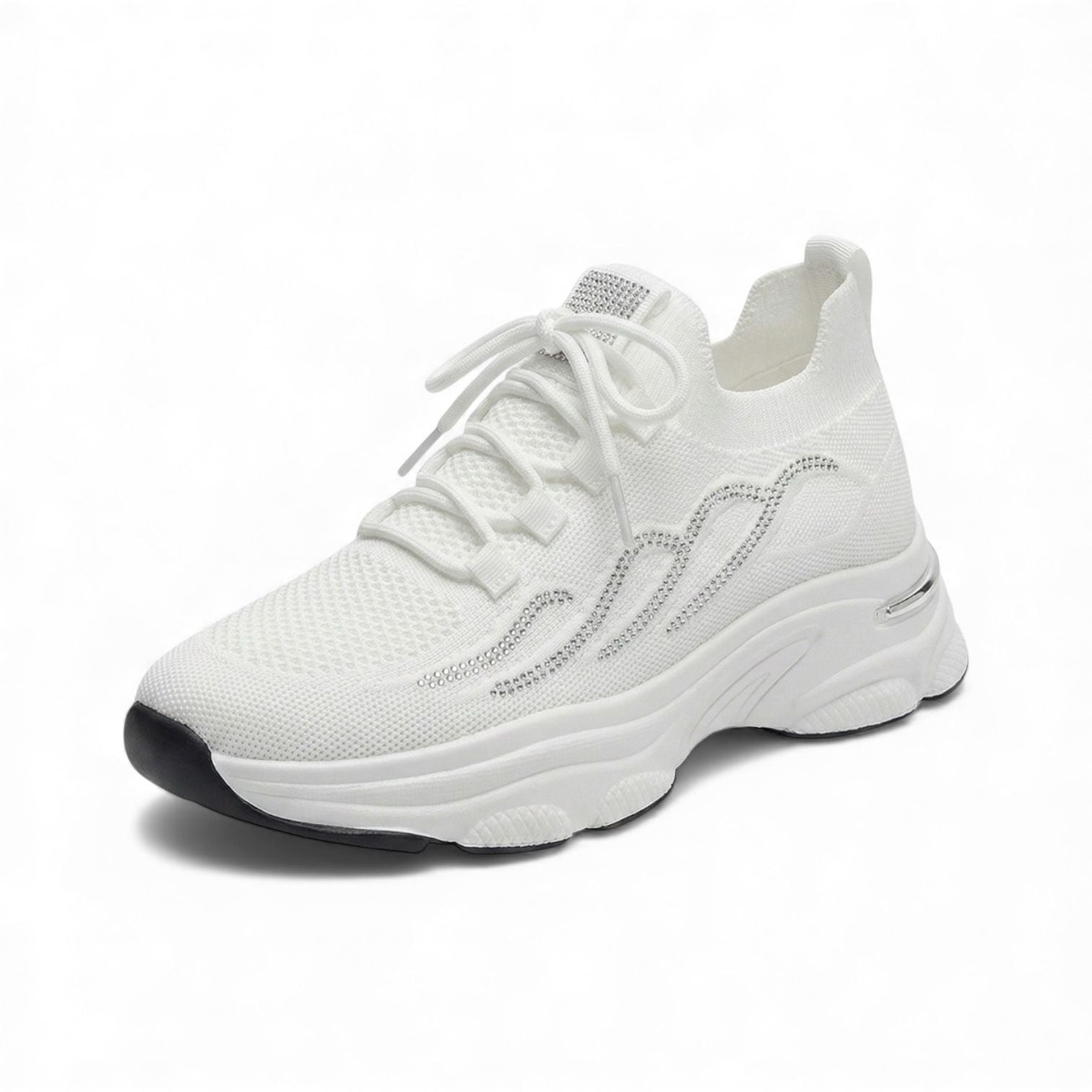 Sabine White Crystal Knit Sneaker