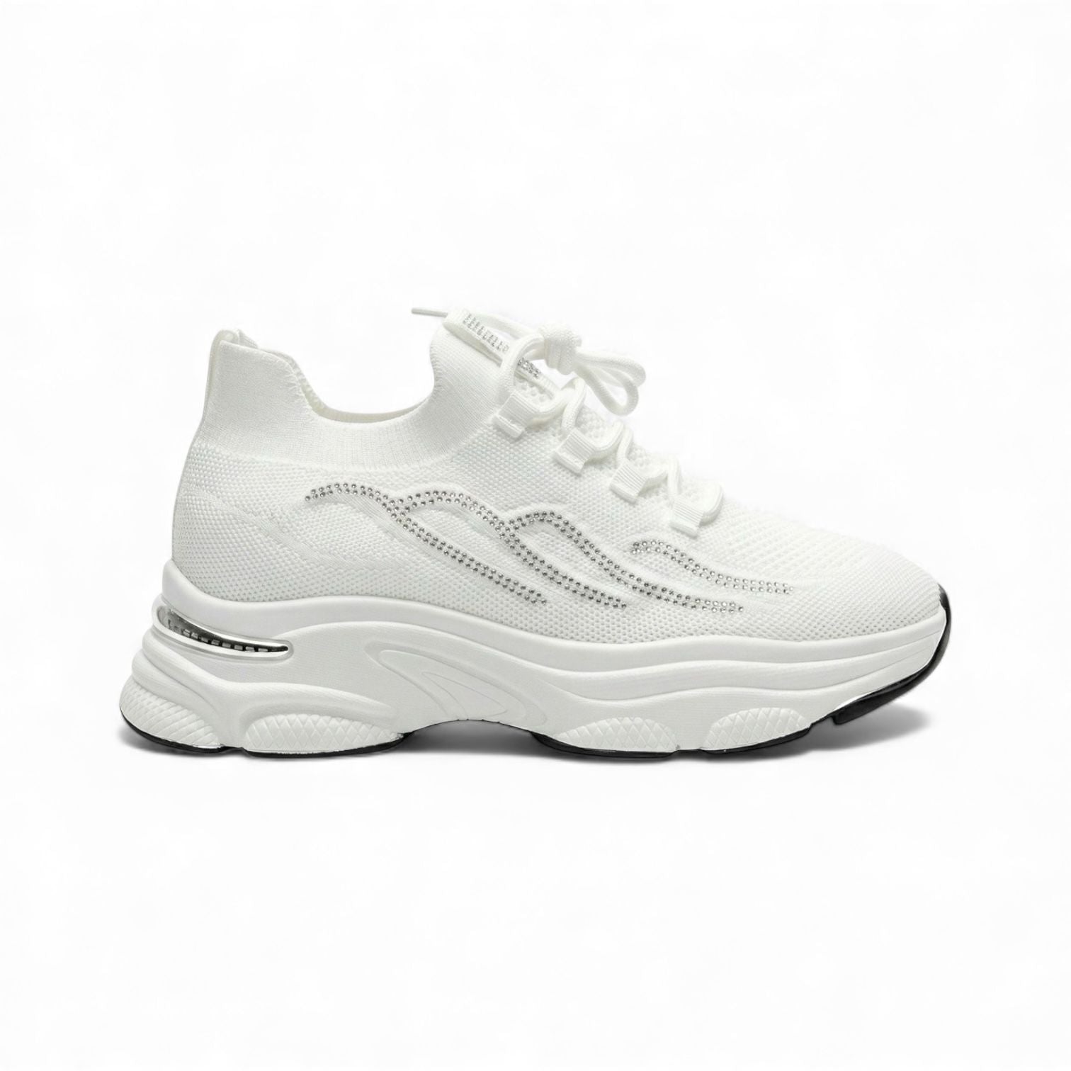 Sabine White Crystal Knit Sneaker