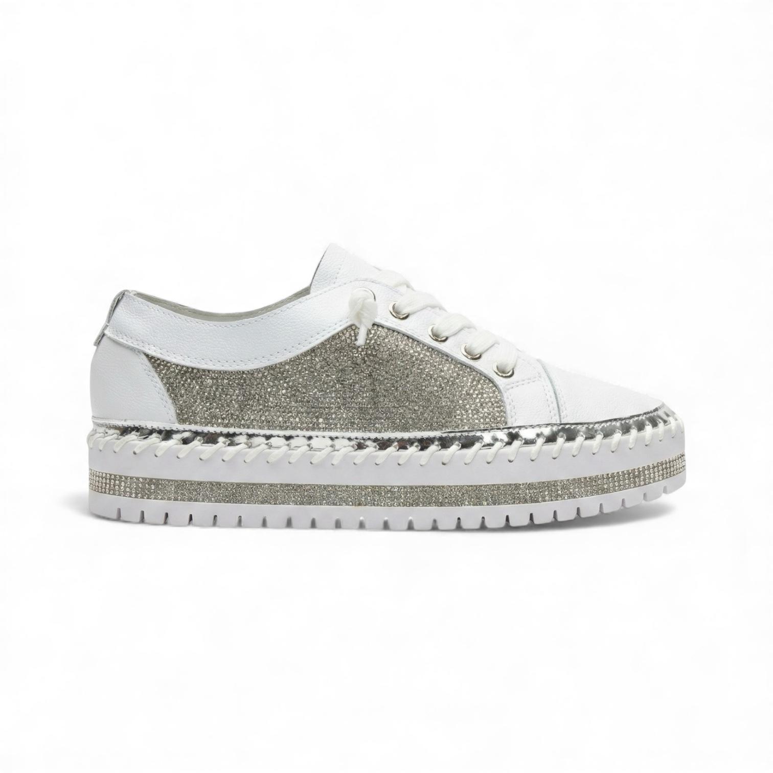 Virella White Crystal Panel Platform Sneaker