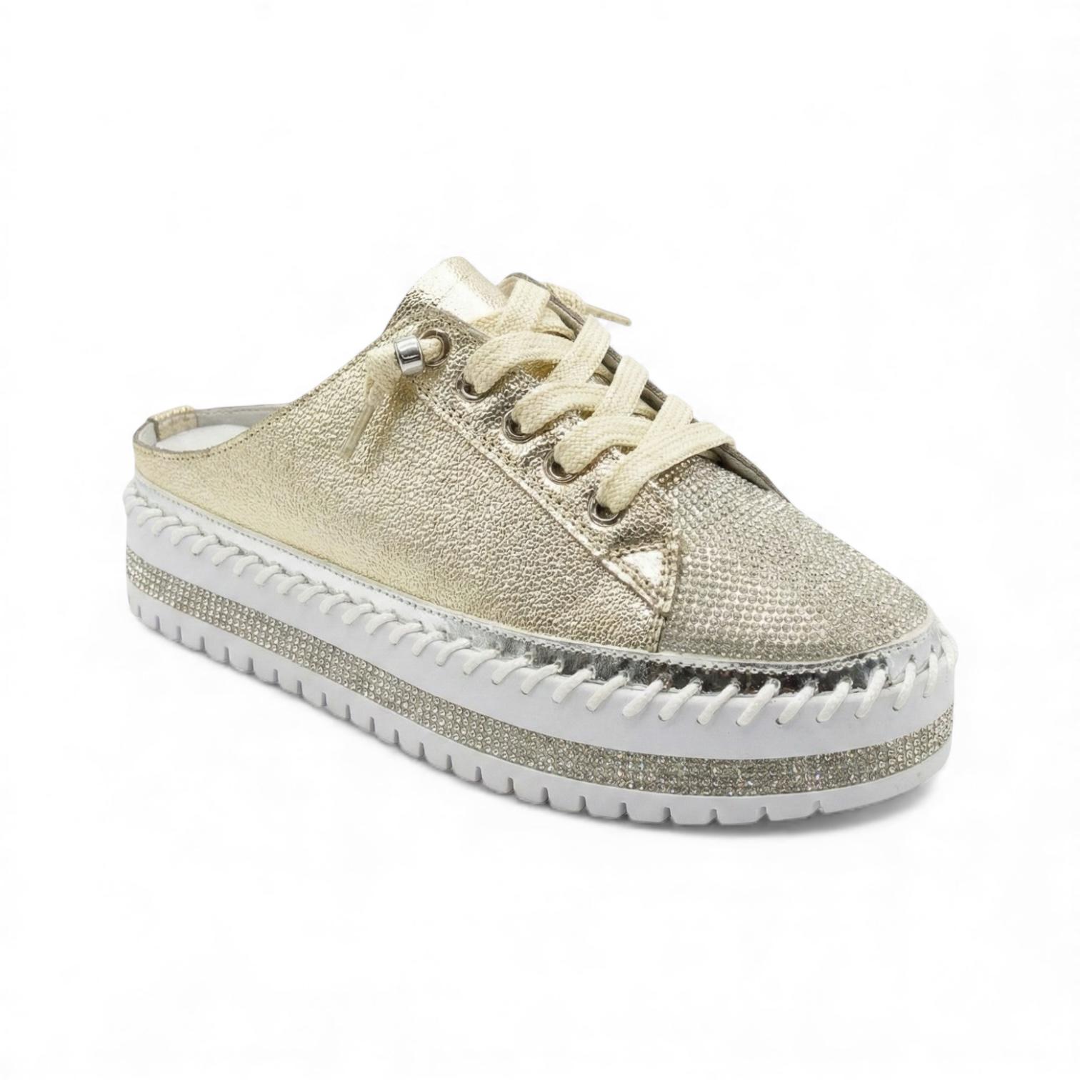 Mila Gold Sparkle Toe Mule Sneaker