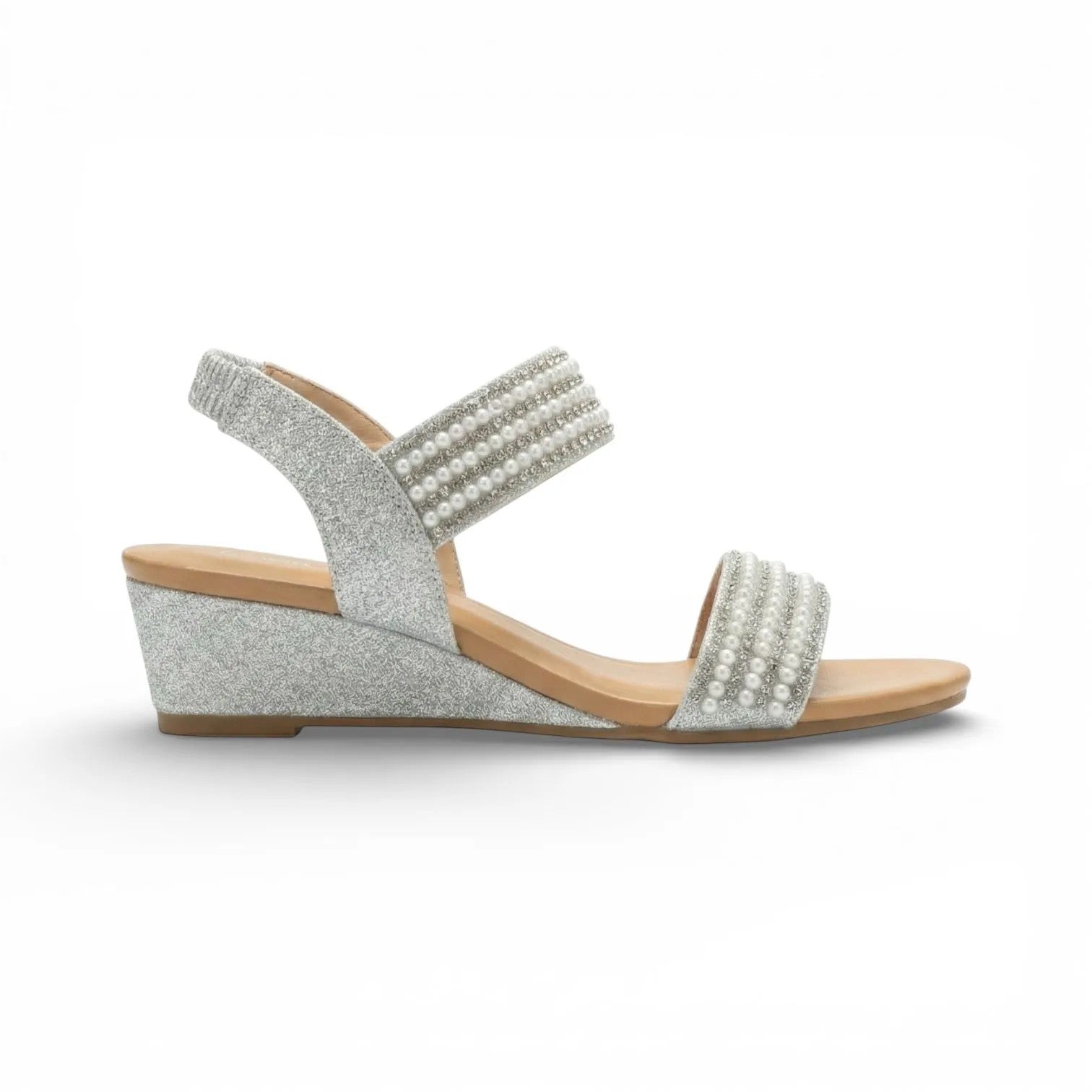 Elara Silver Embellished Wedge Sandal