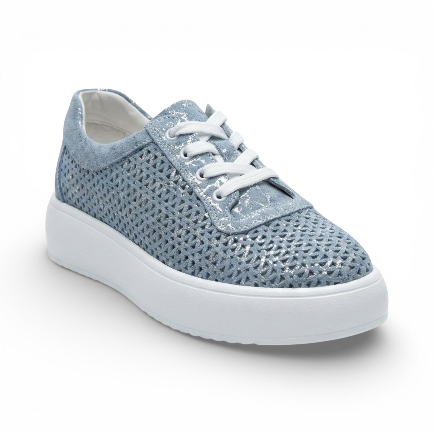 Celia Soft Blue Perforated Platform Sneaker