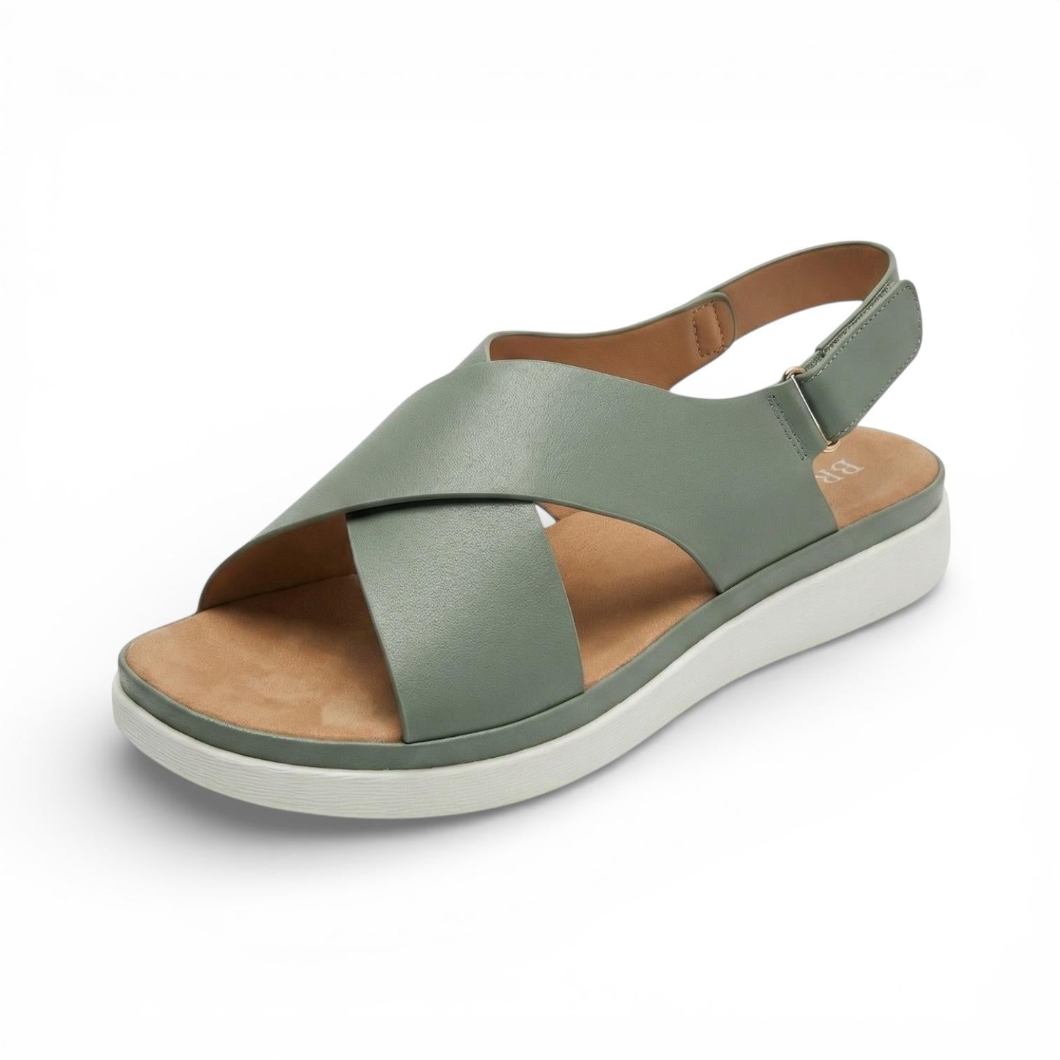 Isla Green Cross Strap Platform Sandal