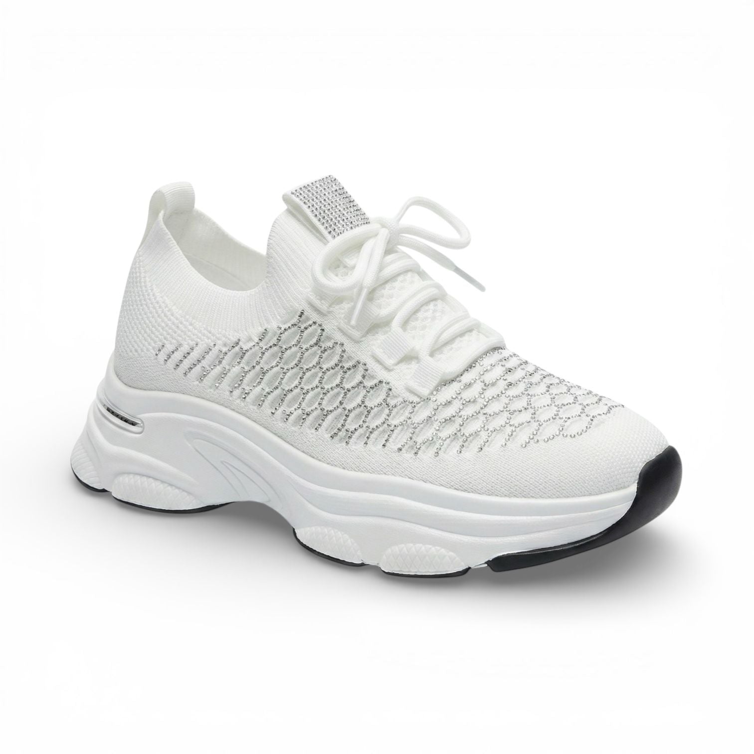 Bianca White Sparkle Knit Sneaker