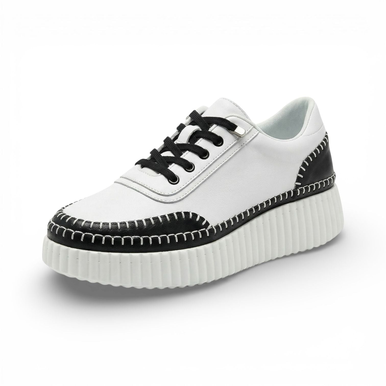 Noa Black Whipstitch Platform Sneaker