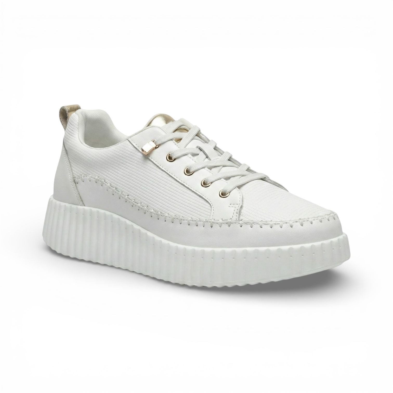 Aria White Leather Platform Sneaker