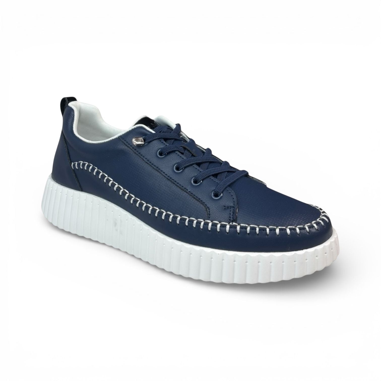 Aria Navy Leather Platform Sneaker