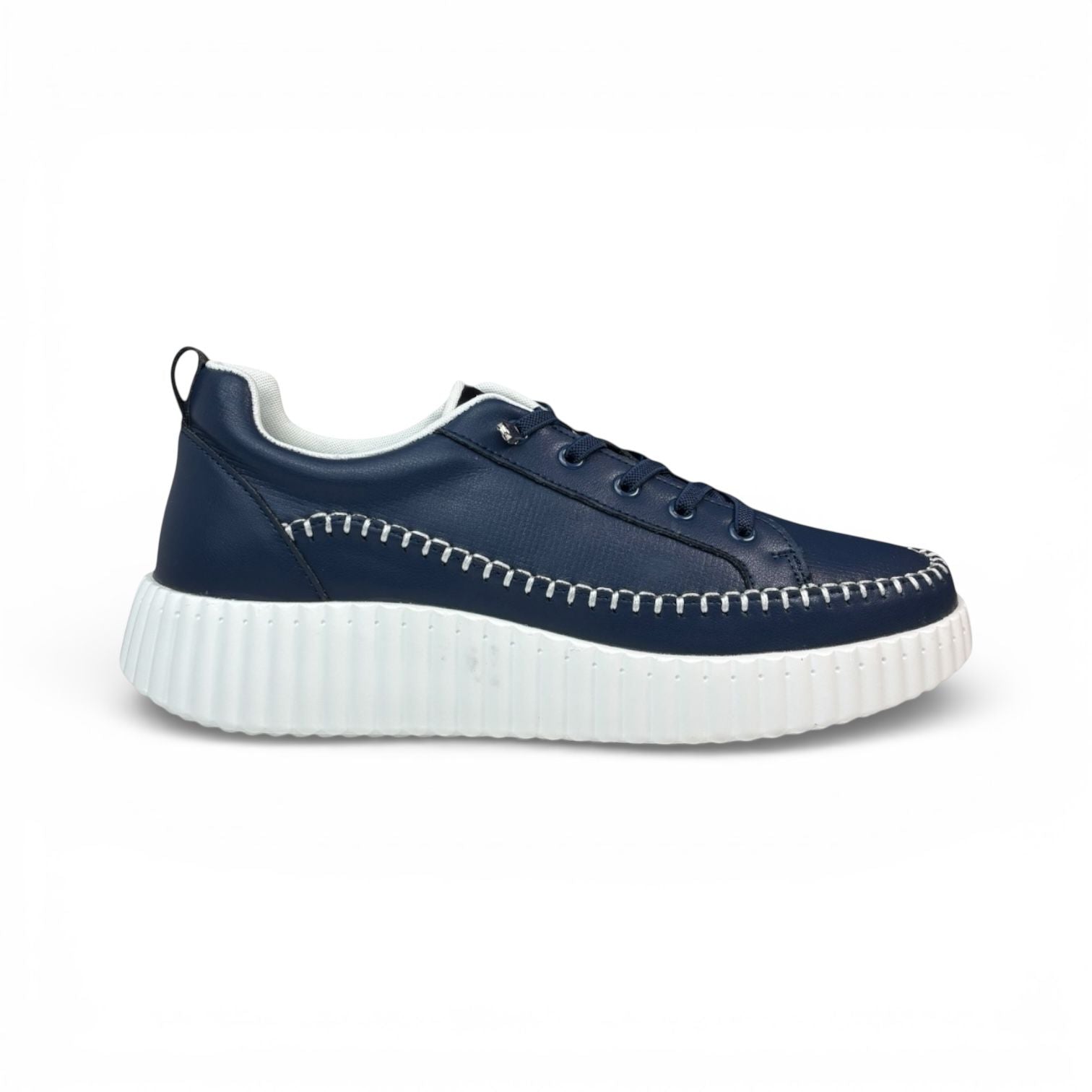 Aria Navy Leather Platform Sneaker